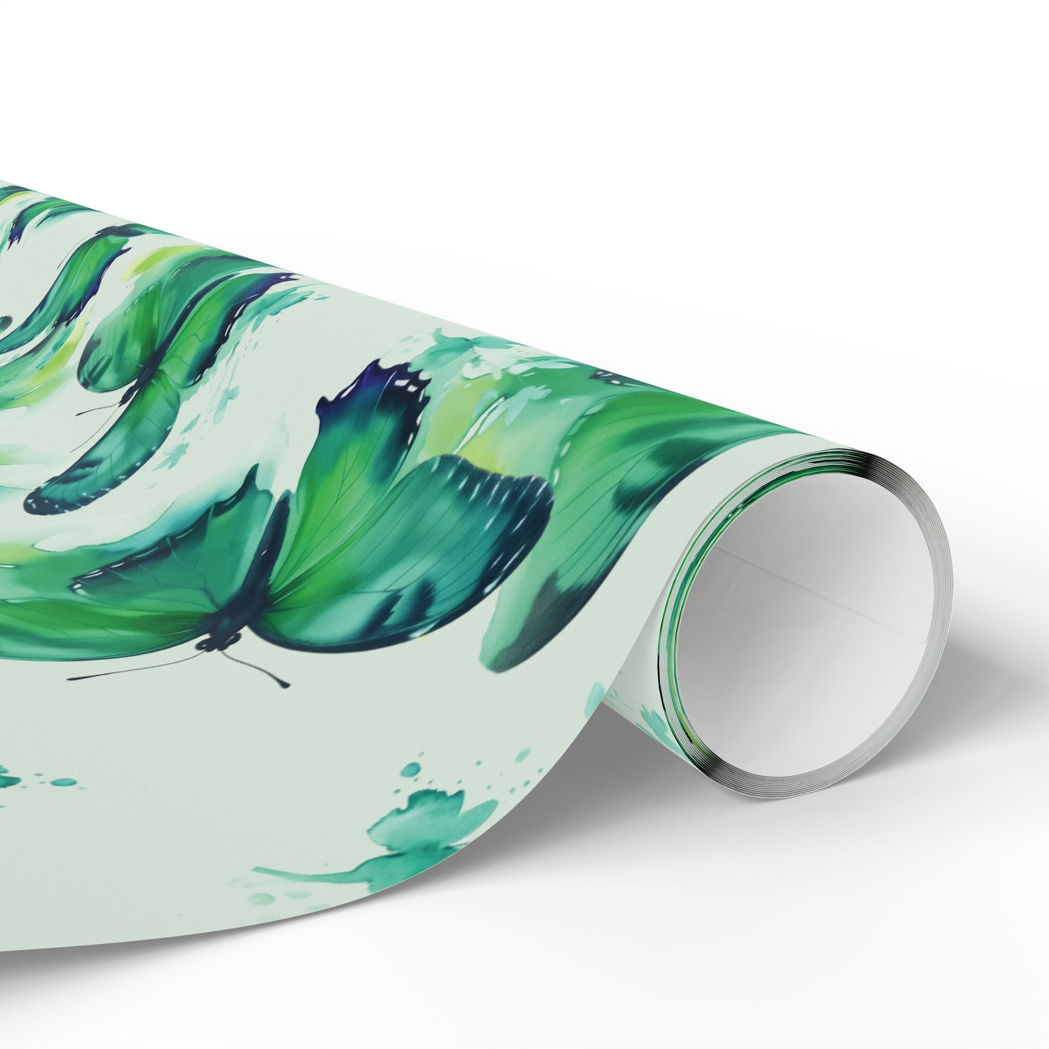 dark-green-butterfly-watercolor-wrapping-papers-elegant-roll-for-gifts-craft-supplies-birthday-gift-wrap-holiday-packaging-sc
