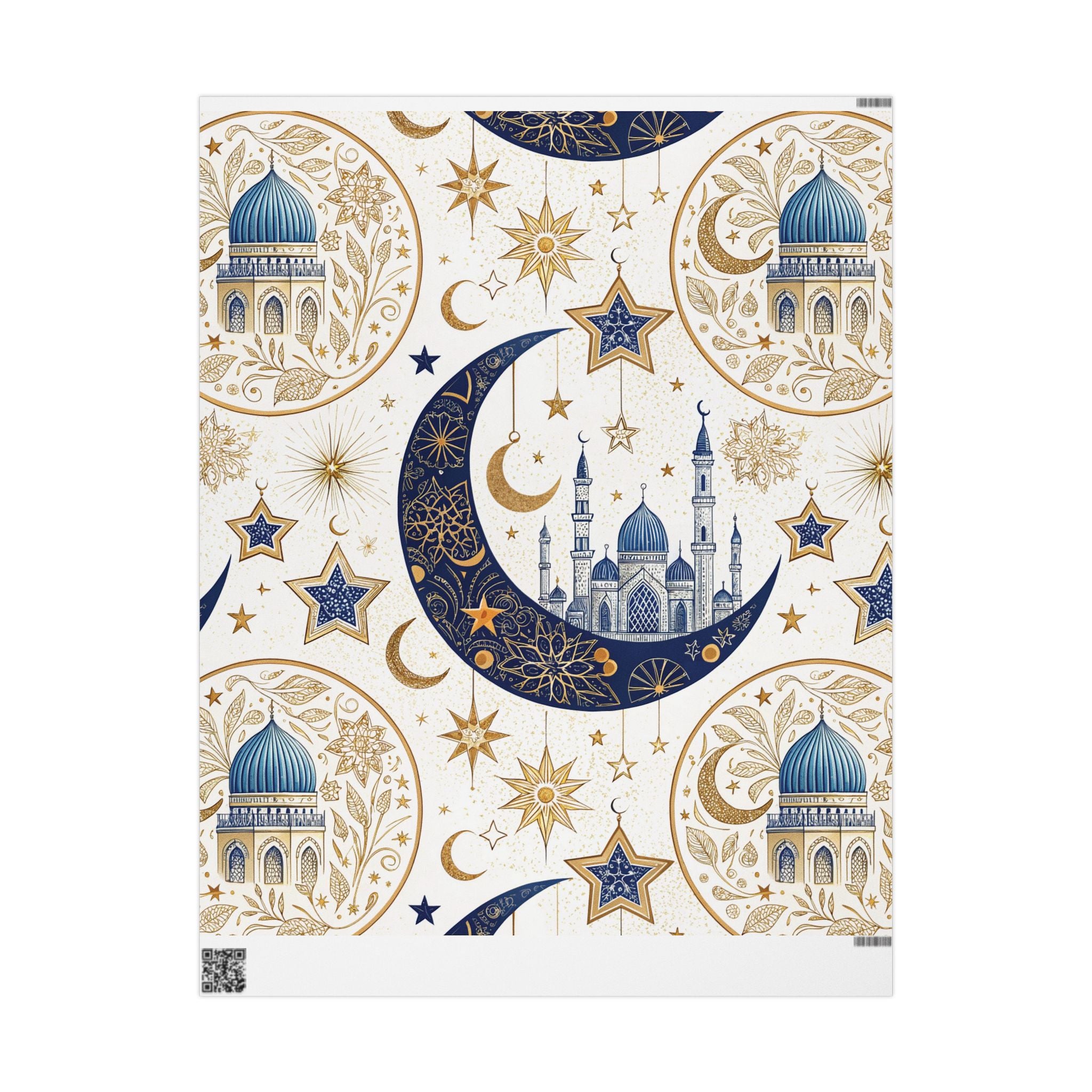 ramadan-night-wrapping-papers-islamic-crescent-moon-gift-wrap-mosque-silhouette-eid-holiday-supplies-festive-present-packagin