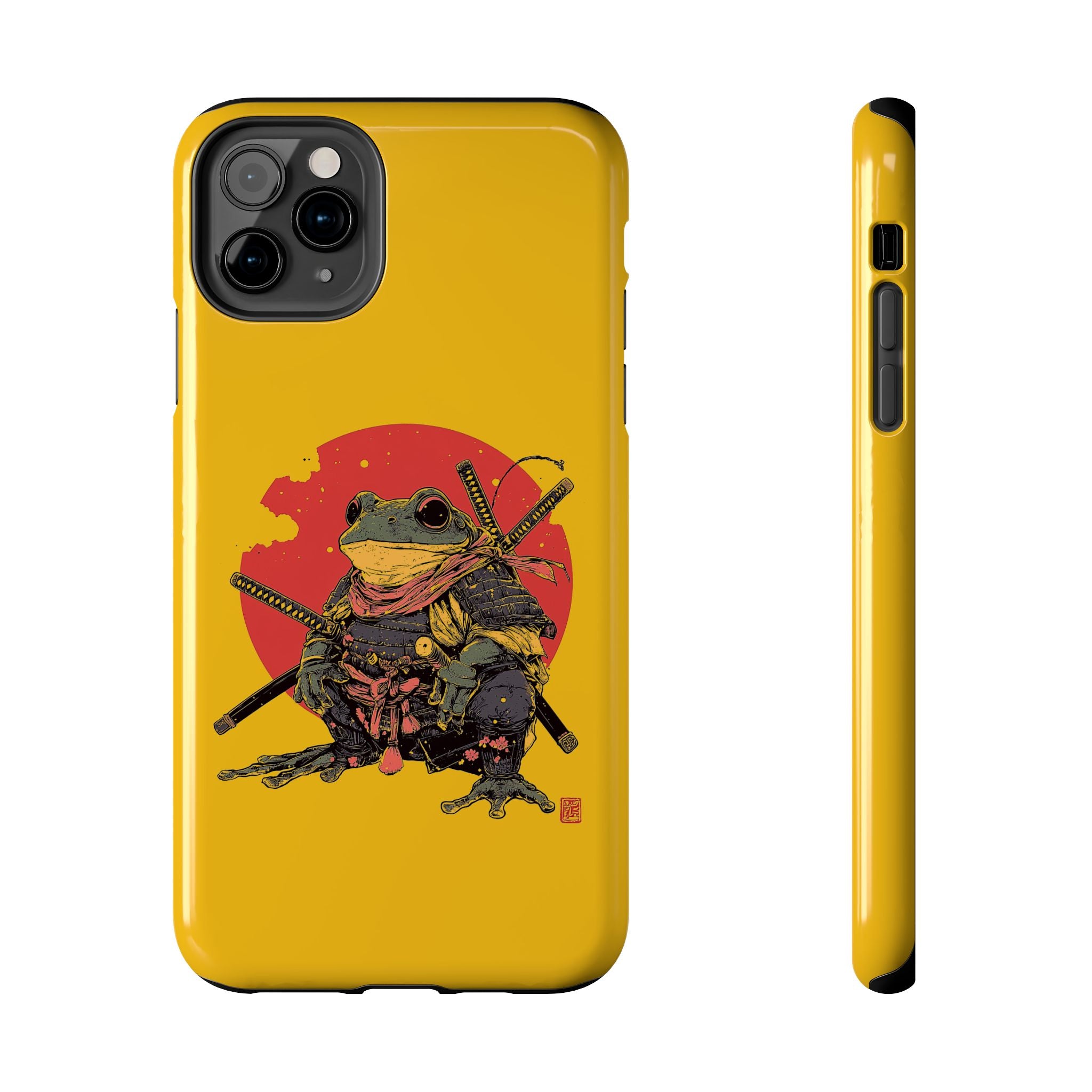 retro-vintage-ninja-frog-iphone-tough-case-red-sun-japanese-samurai-frog-design-ninja-warrior-yellow-iphone-hard-cover