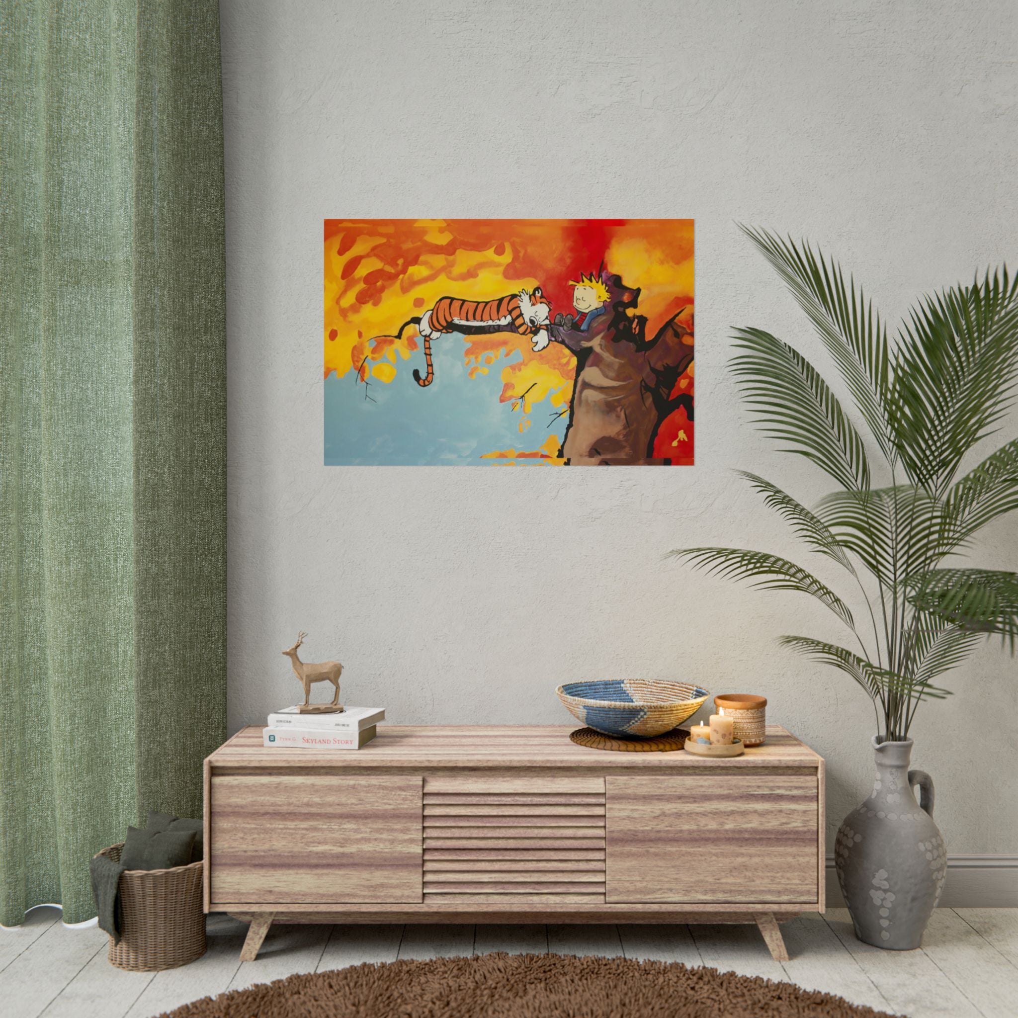 Calvin and Hobbes Art Poster - Nostalgic Cartoon Wall Decor - Unique Birthday Gift for Fans - Timeless Comic Book Design