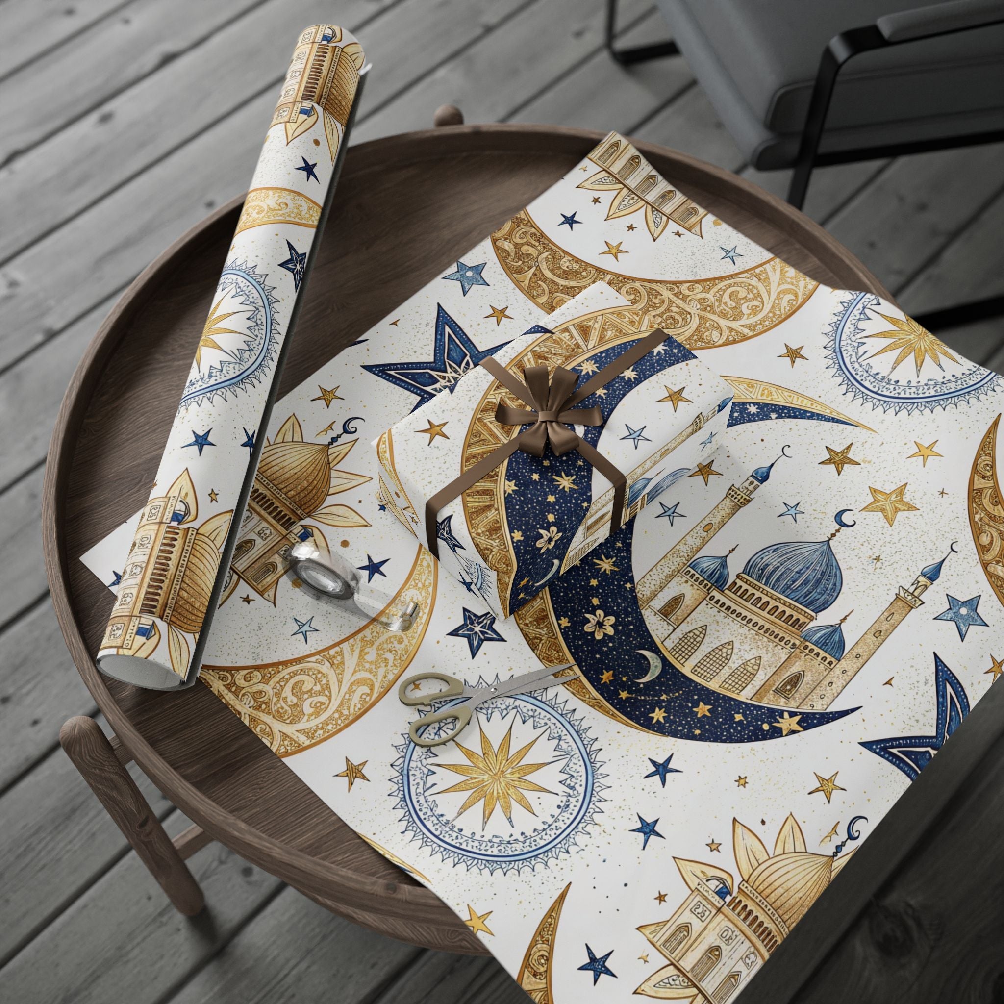 ramadan-night-wrapping-papers-islamic-crescent-moon-gift-wrap-mosque-silhouette-eid-holiday-supplies-festive-present-packagin