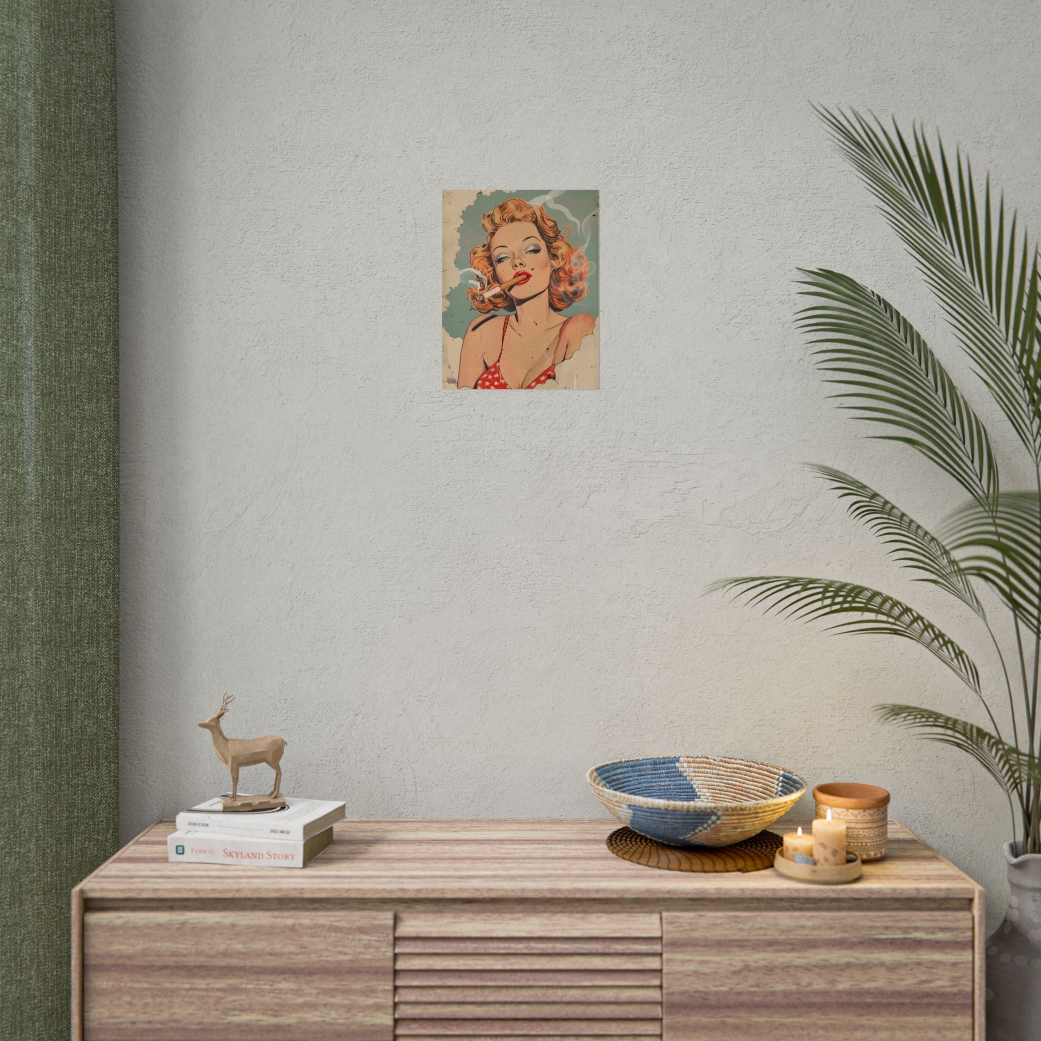 vintage-pin-up-girl-poster-print-girl-smoking-cigarette-wall-art-retro-pinup-poster-pin-up-illustration-home-decor-wall-hangi