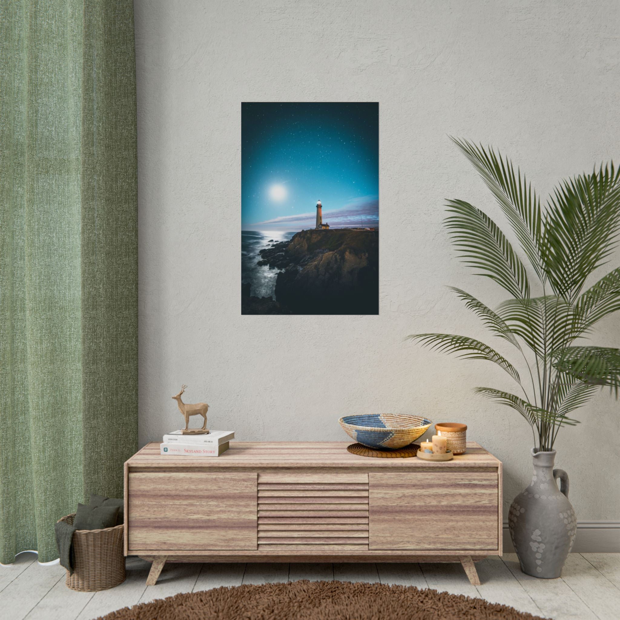 lighthouse-on-rock-poster-print-coastal-wall-art-nautical-wall-decor-beach-house-decoration-seaside-wall-ocean-wall-art