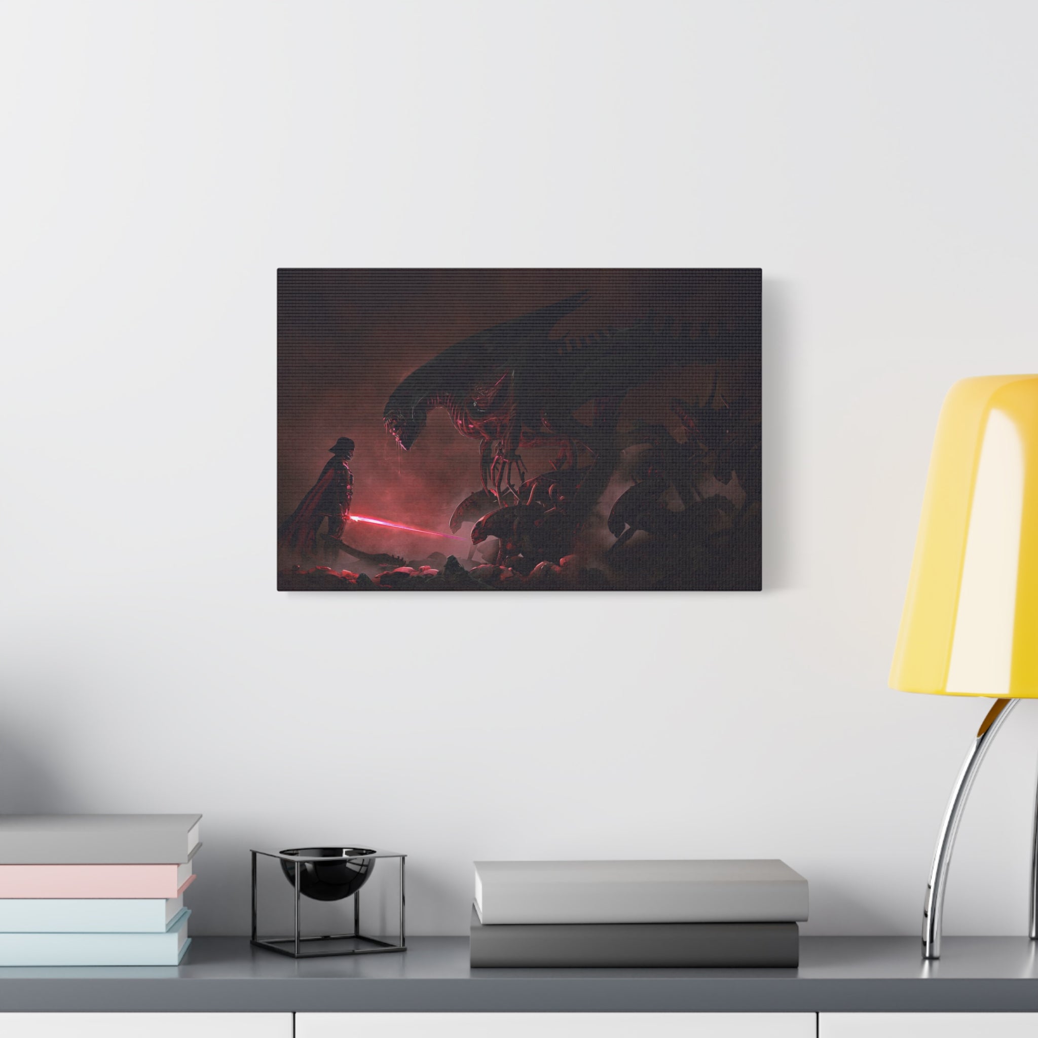 canvas-print-darth-vader-vs-aliens-xenomorph-star-wars-matte-canvas-stretched-1-25-wall-art-decor-home-office-decoration-sci-