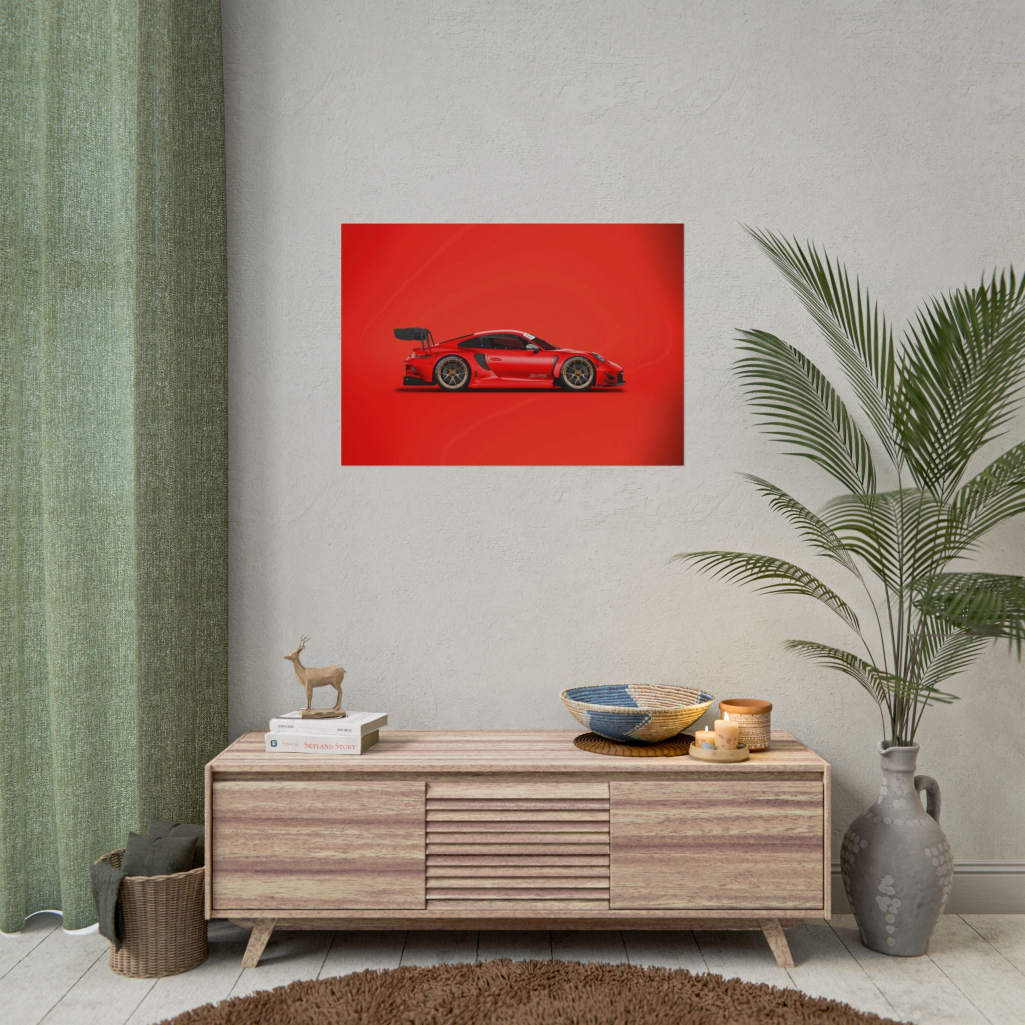 poster-print-wall-art-porsche-911-red-gt3r-red-supercar-poster-porsche-decor-rolled-poster-wall-art-hypercars-wall-decor