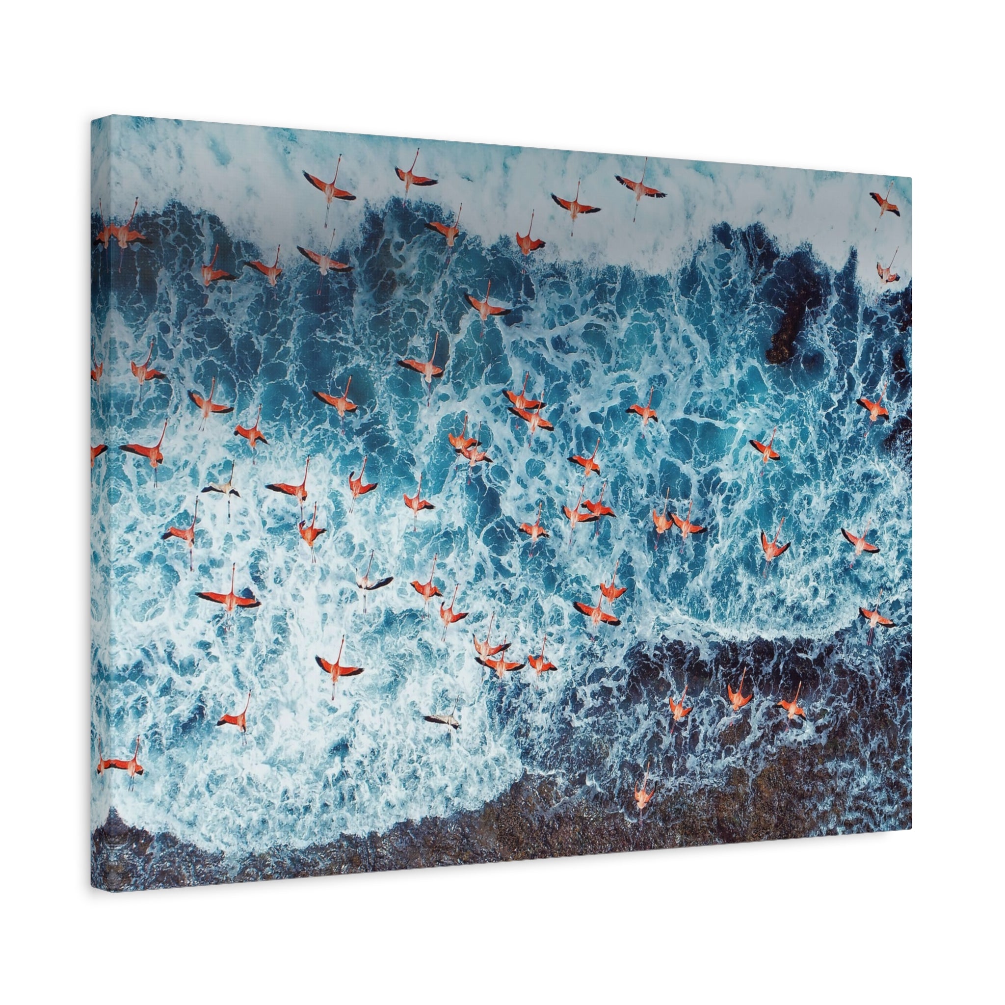 pink-flamingo-birds-canvas-wall-art-ocean-landscape-print-matte-stretched-home-decor-tropical-beach-painting-animal-wall-deco