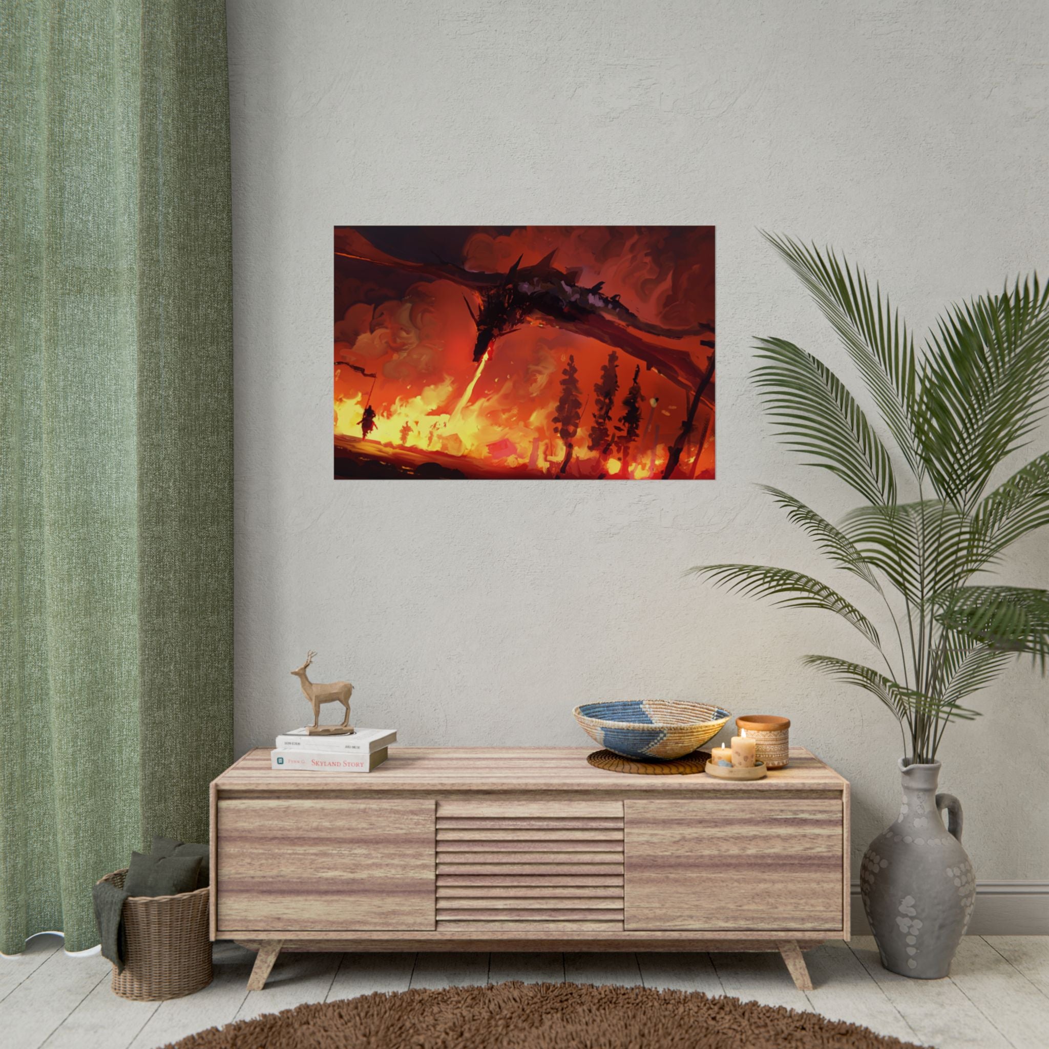 dragon-fire-rolled-poster-fantasy-art-print-mythical-creature-room-decor-dungeons-and-dragons-wall-art-magical-poster-print-m