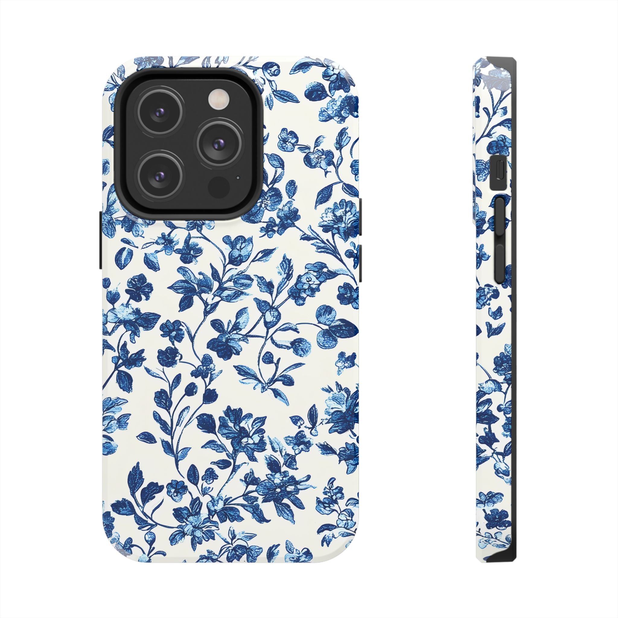 french-toile-floral-tough-phone-case-blue-phone-cover-protective-iphone-case-hard-shell-cellphone-case-vintage-design-phone-c