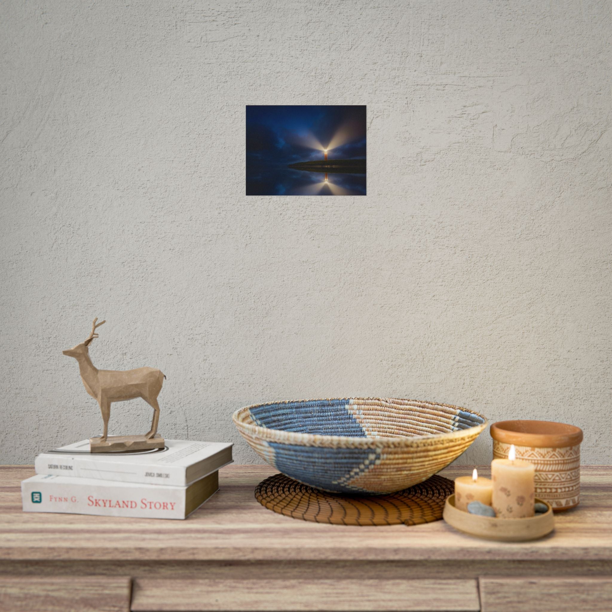 lighthouse-on-rock-poster-wall-art-coastal-wall-decor-nautical-decor-beach-house-decoration-seaside-wall