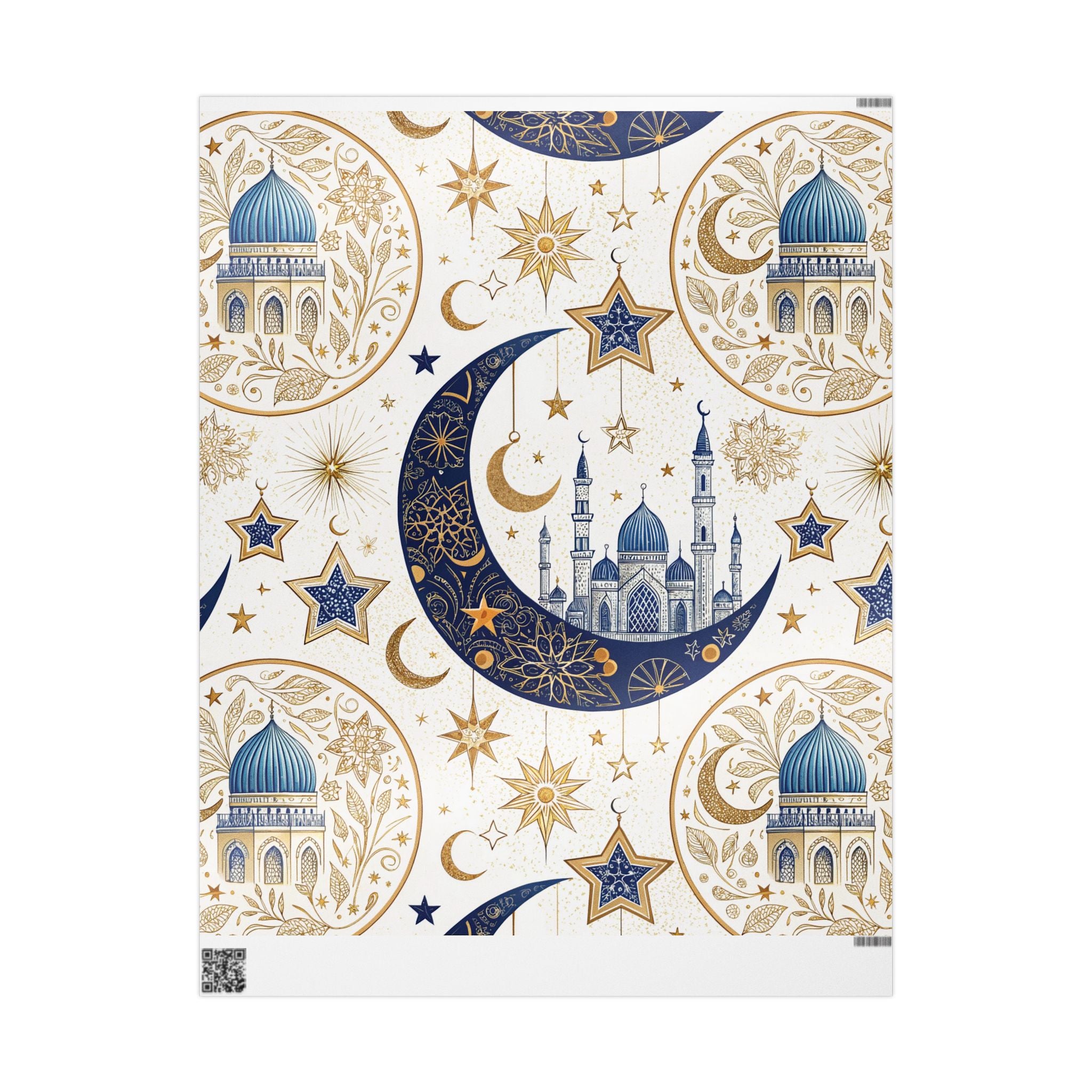 ramadan-night-wrapping-papers-islamic-crescent-moon-gift-wrap-mosque-silhouette-eid-holiday-supplies-festive-present-packagin