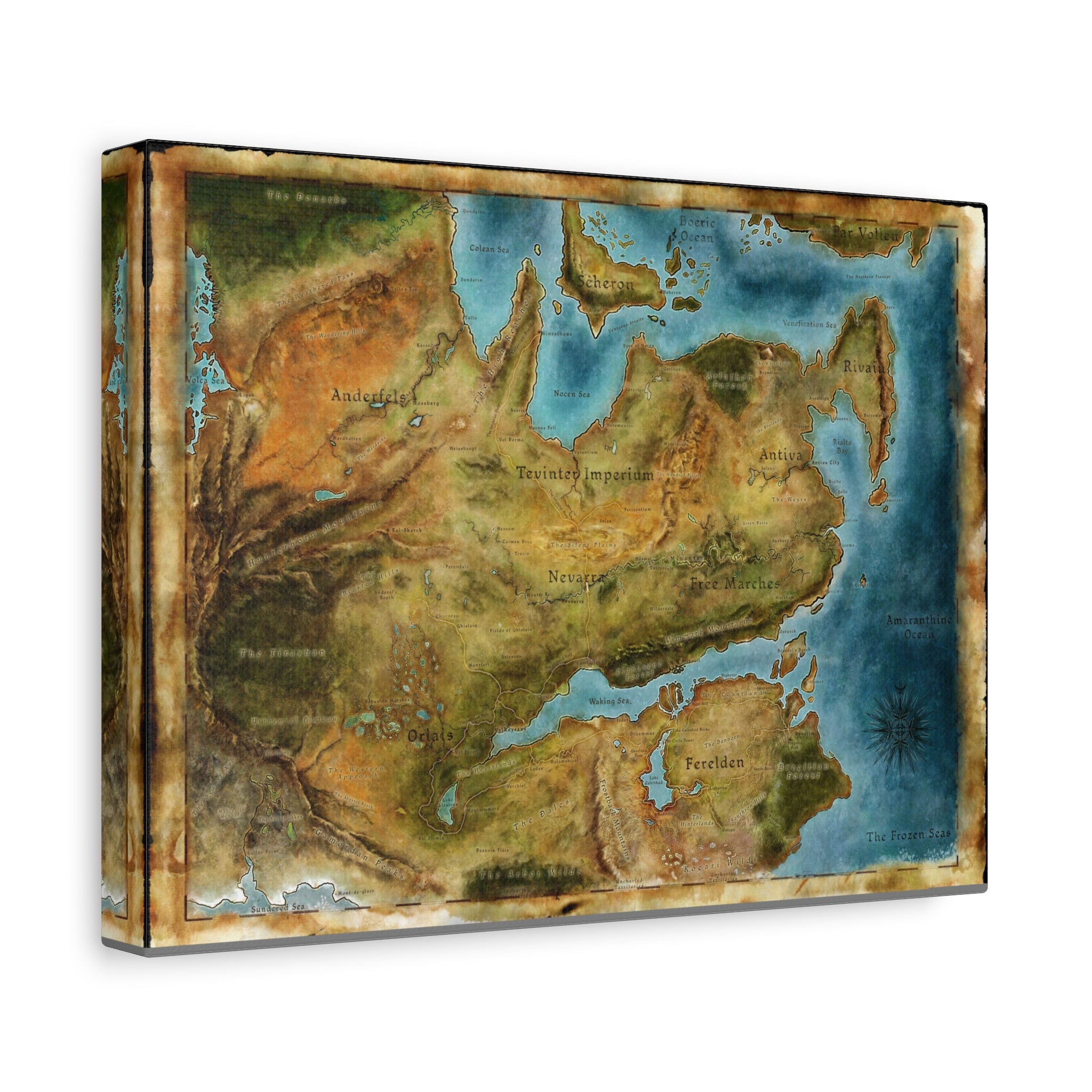Dragon Age World Map Canvas Art - Fantasy Decor for Gamers, Gaming Wall Decor, Dragon Age Canvas Print