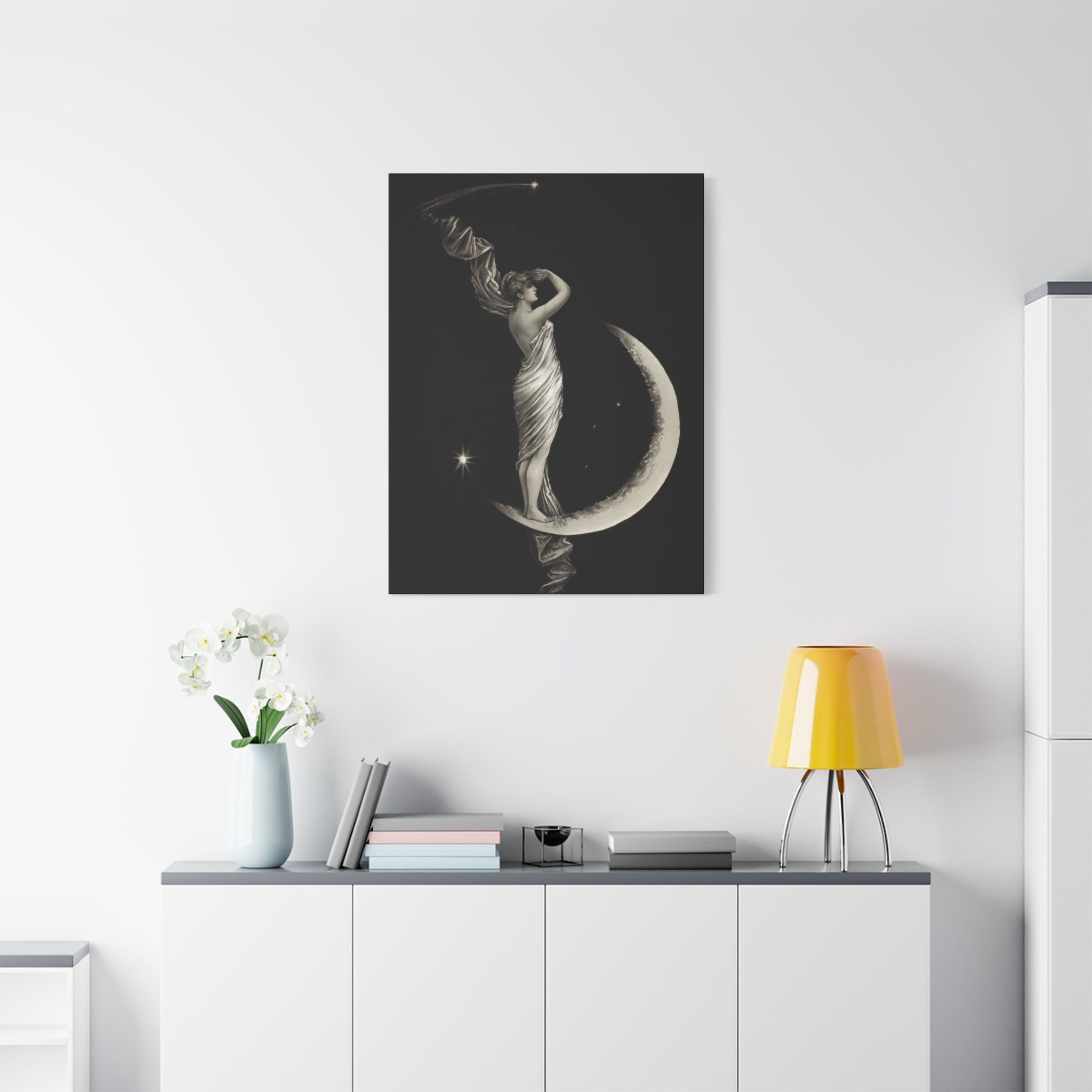canvas-print-the-universal-favorite-1889-by-geo-h-walker-black-and-white-retro-art-moon-decor-comet-art-matte-canvas