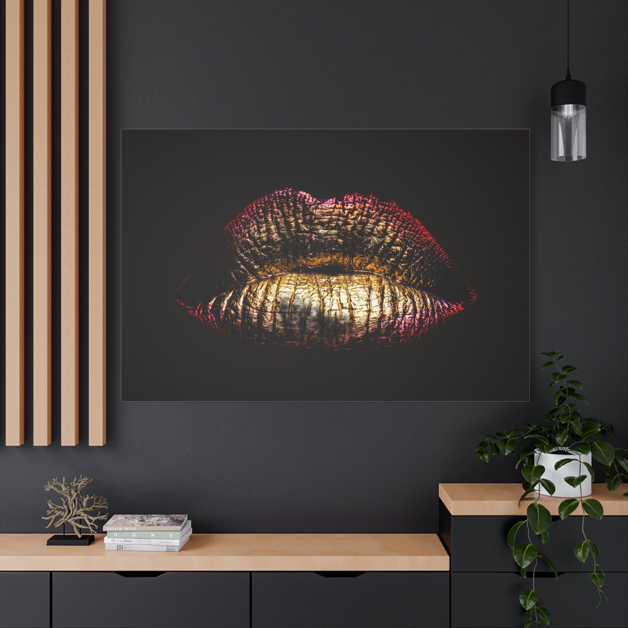 canvas-print-female-art-makeup-glamour-metallic-bronze-lip-contour-stretched-matte-wall-art-poster-home-decor-gift-for-her-be