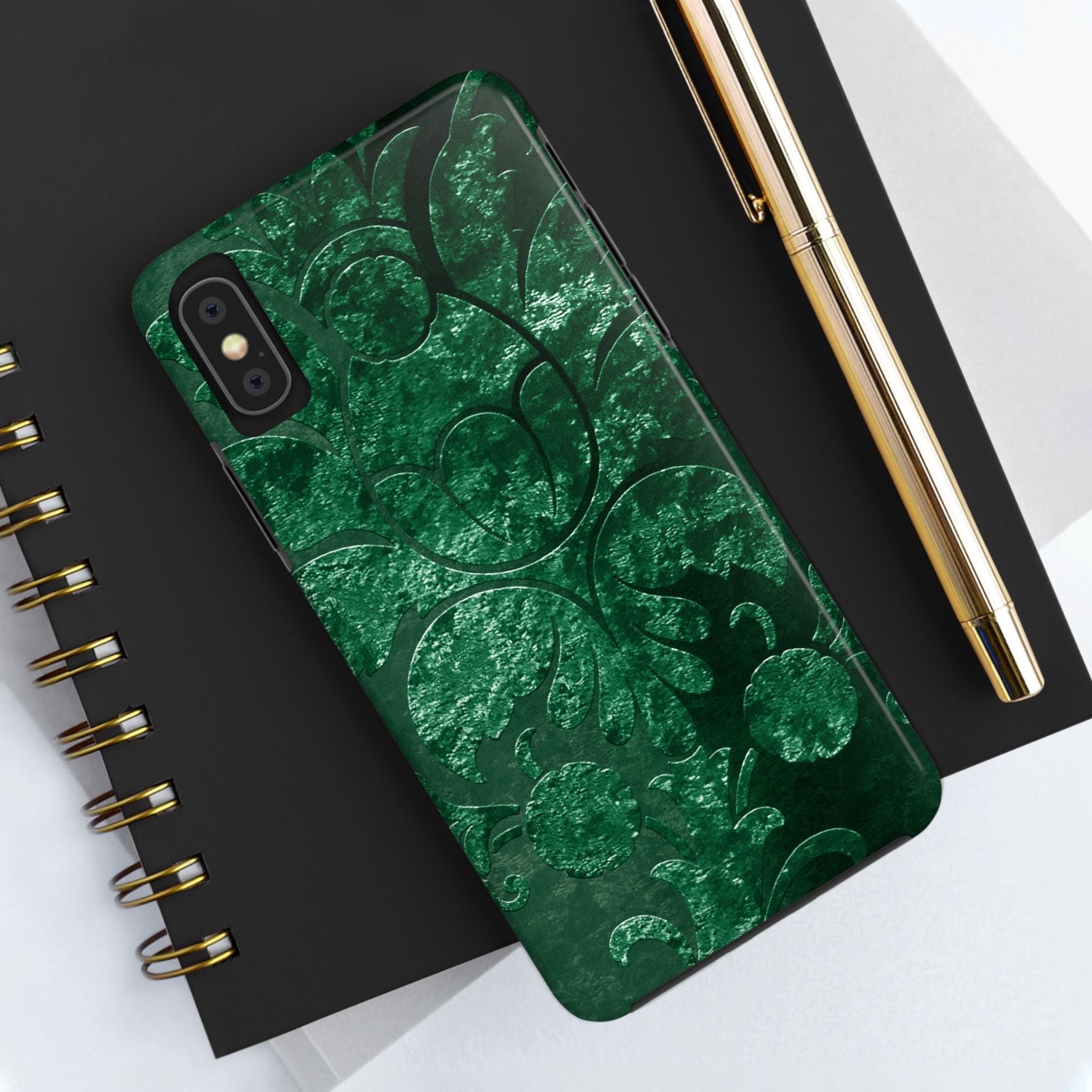 embossed-emerald-velvet-tough-iphone-case-protective-iphone-cover-heavy-duty-iphone-case-rugged-phone-case-durable-smartphone