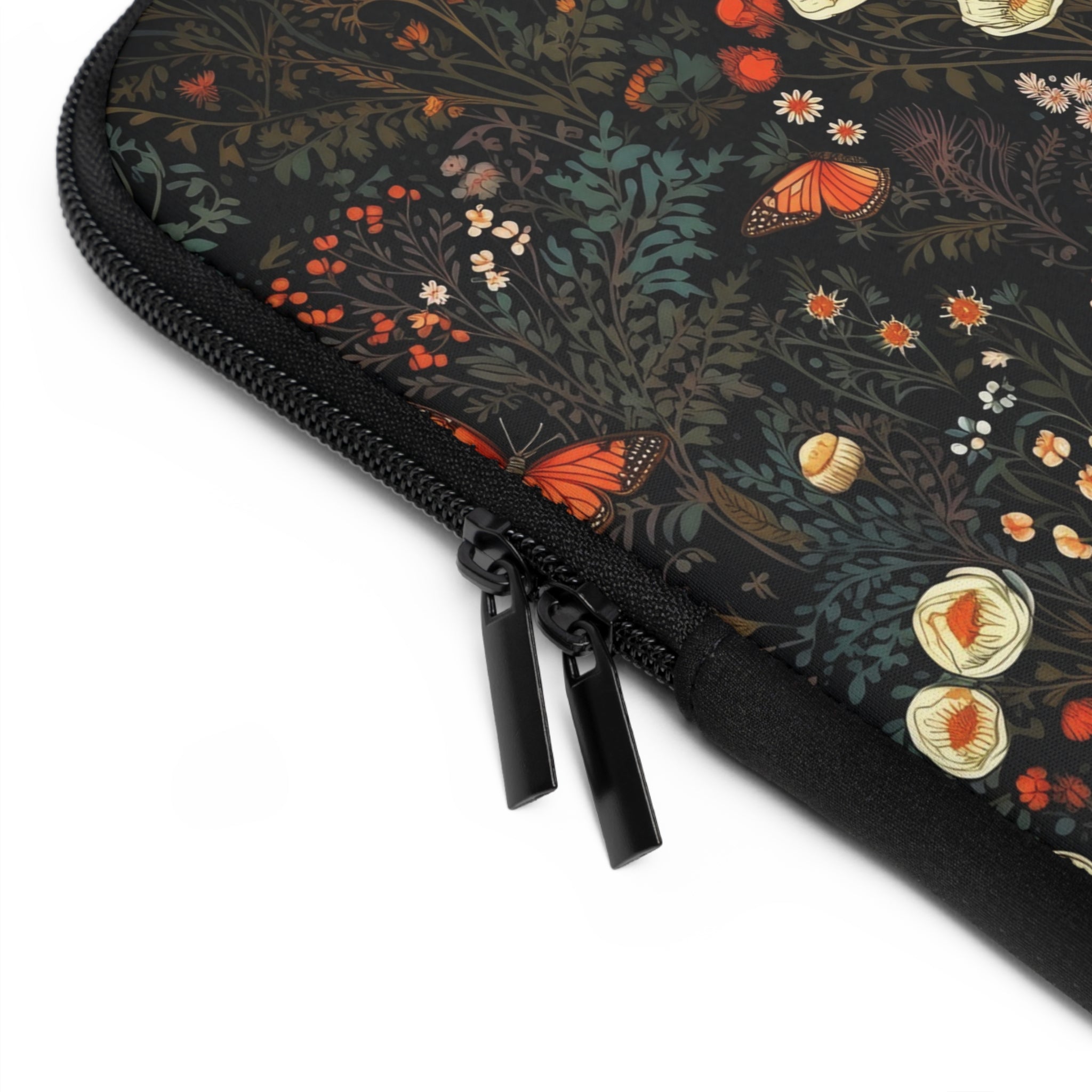laptop-sleeve-cottagecore-dark-flowers-orange-butterfly-macbook-air-sleeve-floral-computer-bag-tech-case-tablet-cover-laptop