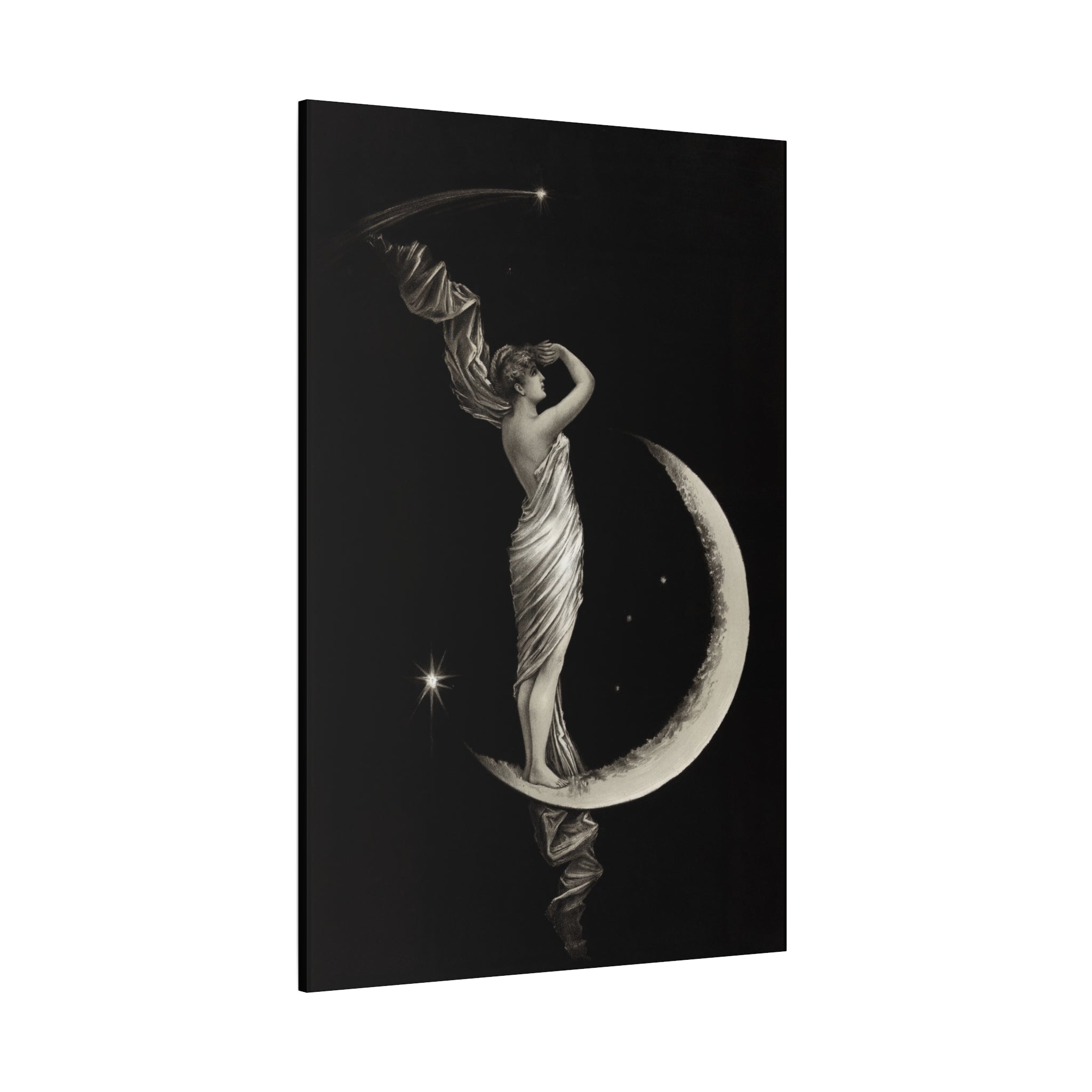 canvas-print-the-universal-favorite-1889-by-geo-h-walker-black-and-white-retro-art-moon-decor-comet-art-matte-canvas