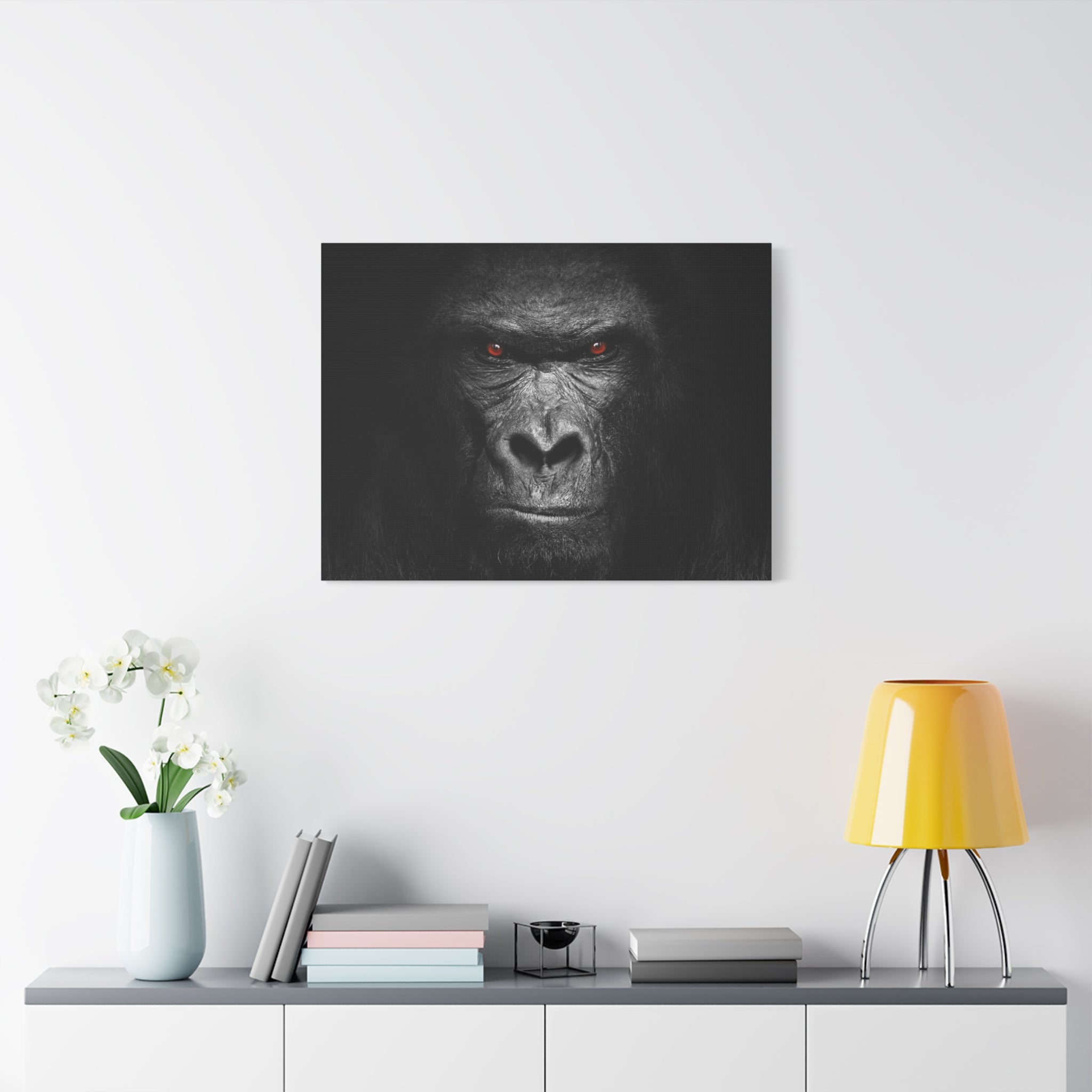 canvas-print-gorilla-face-wall-art-black-and-white-animal-decor-stretched-matte-canvas-wildlife-artwork-jungle-theme-room