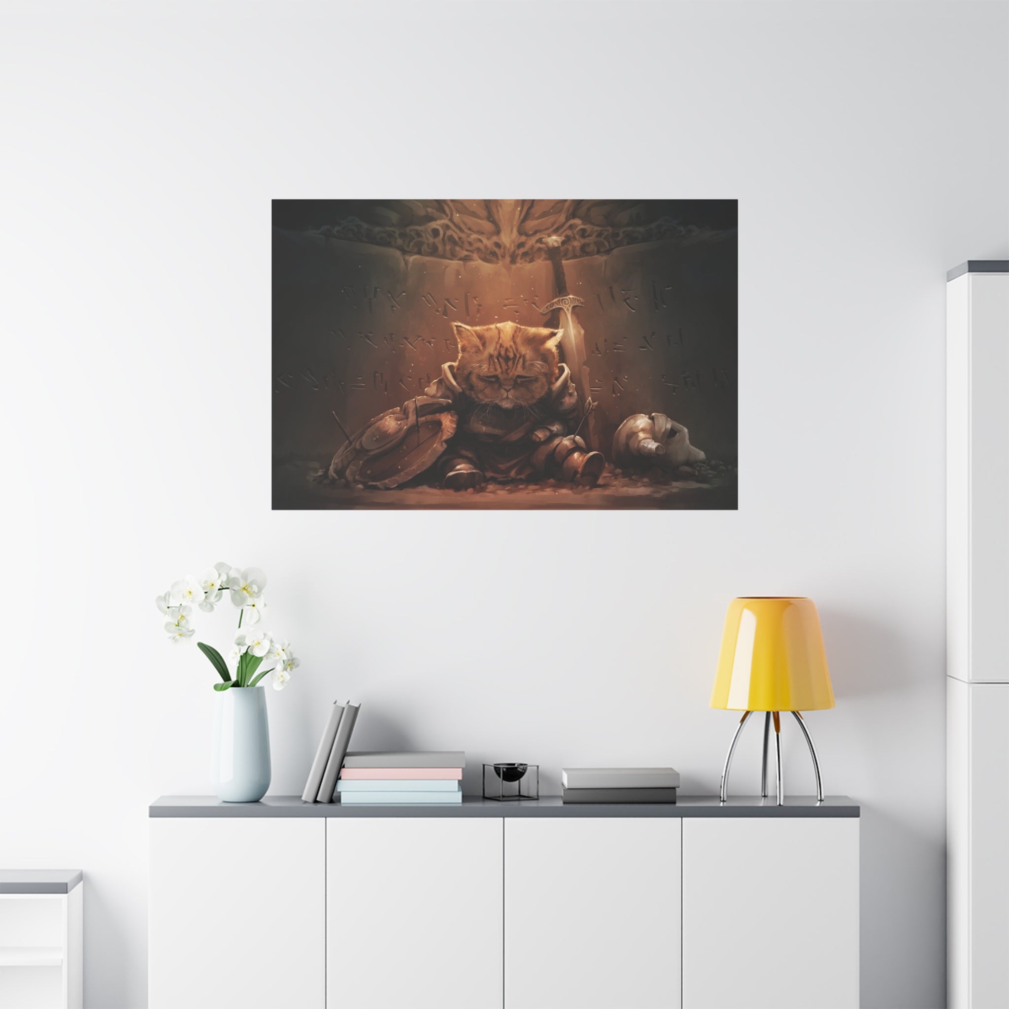 The Elder Scrolls Skyrim Canvas Wall Art - Cat Game Canvas Print Room Decor, Dragon Gaming Wall Art, Skyrim Gift