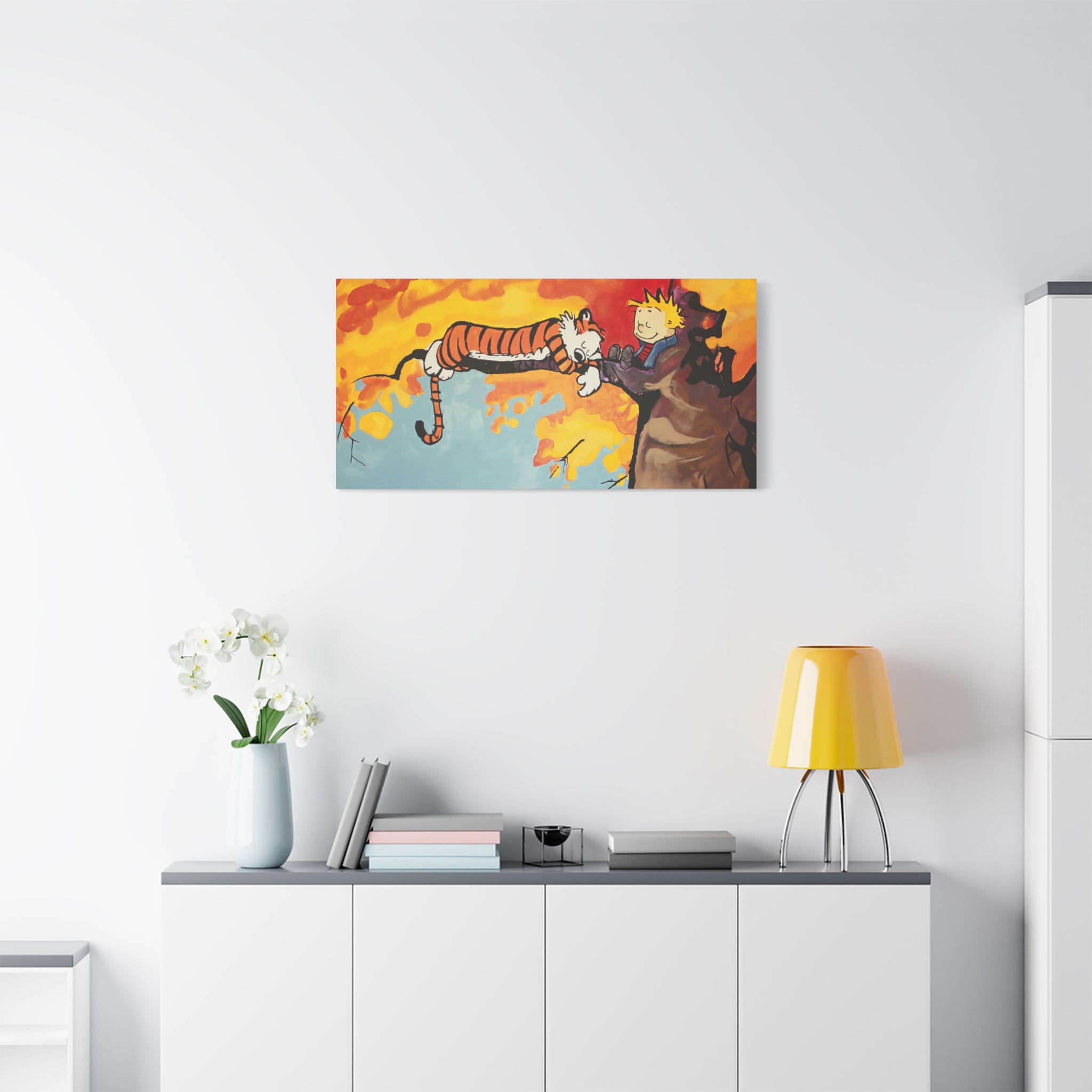 Calvin and Hobbes Canvas Wall Art - Nostalgic Comic Strip Poster for Nursery & Kids Room Decor - Friendship Theme Gift Idea