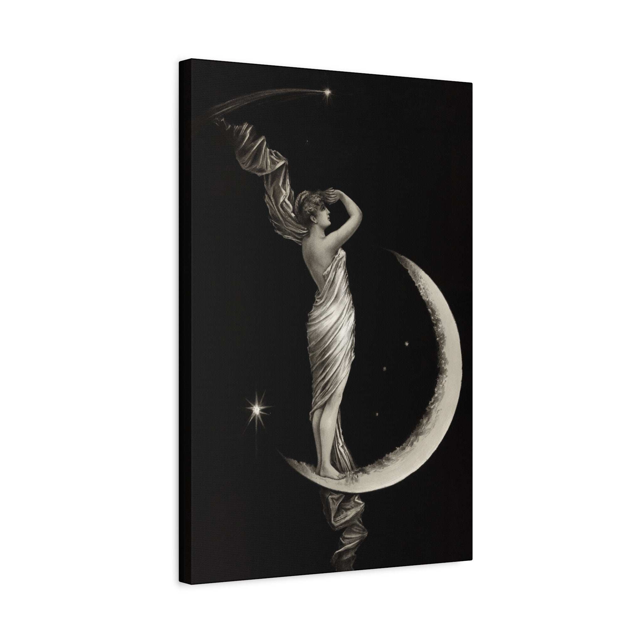 canvas-print-the-universal-favorite-1889-by-geo-h-walker-black-and-white-retro-art-moon-decor-comet-art-matte-canvas