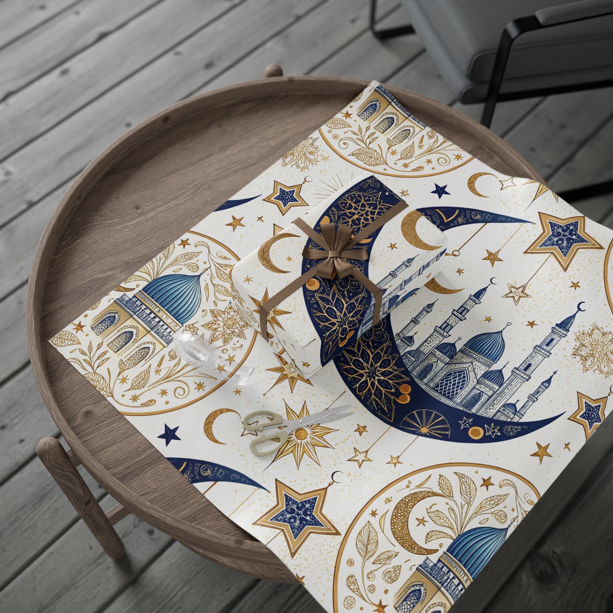 ramadan-night-wrapping-papers-islamic-crescent-moon-gift-wrap-mosque-silhouette-eid-holiday-supplies-festive-present-packagin