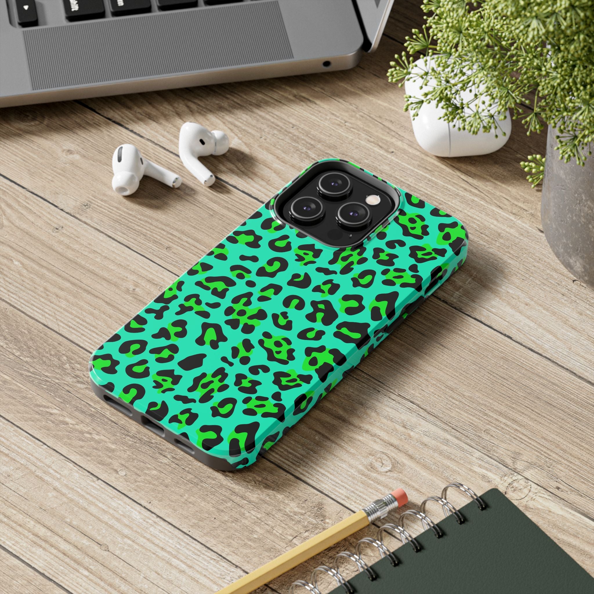 neon-green-teal-leopard-iphone-tough-case-stylish-phone-cover-protective-cellphone-case-trendy-smartphone-accessory-gift-for-
