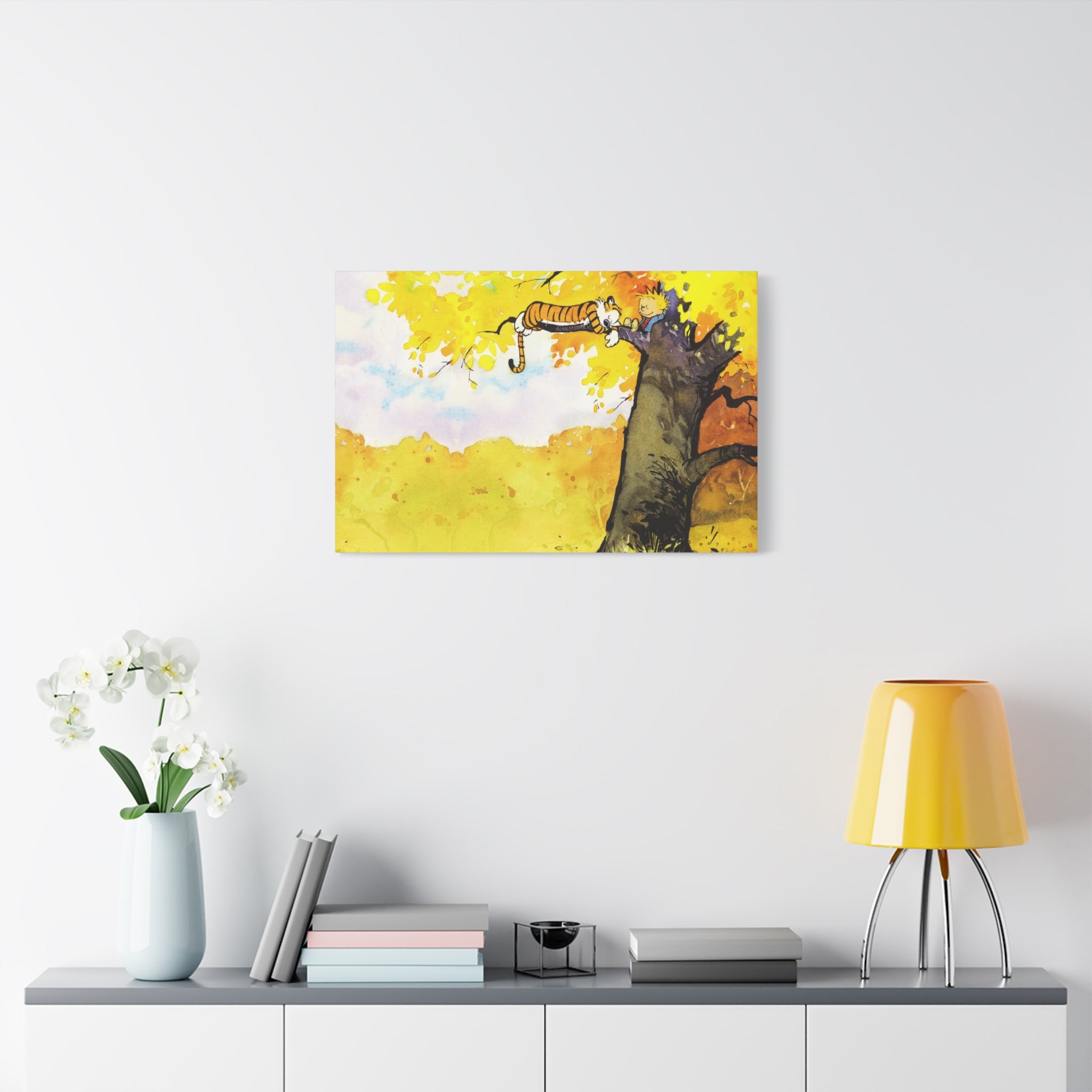 Calvin and Hobbes Canvas Wall Art - Nostalgic Comic Strip Canvas for Kids Room & Nursery Decor - Friendship Adventure Theme Print