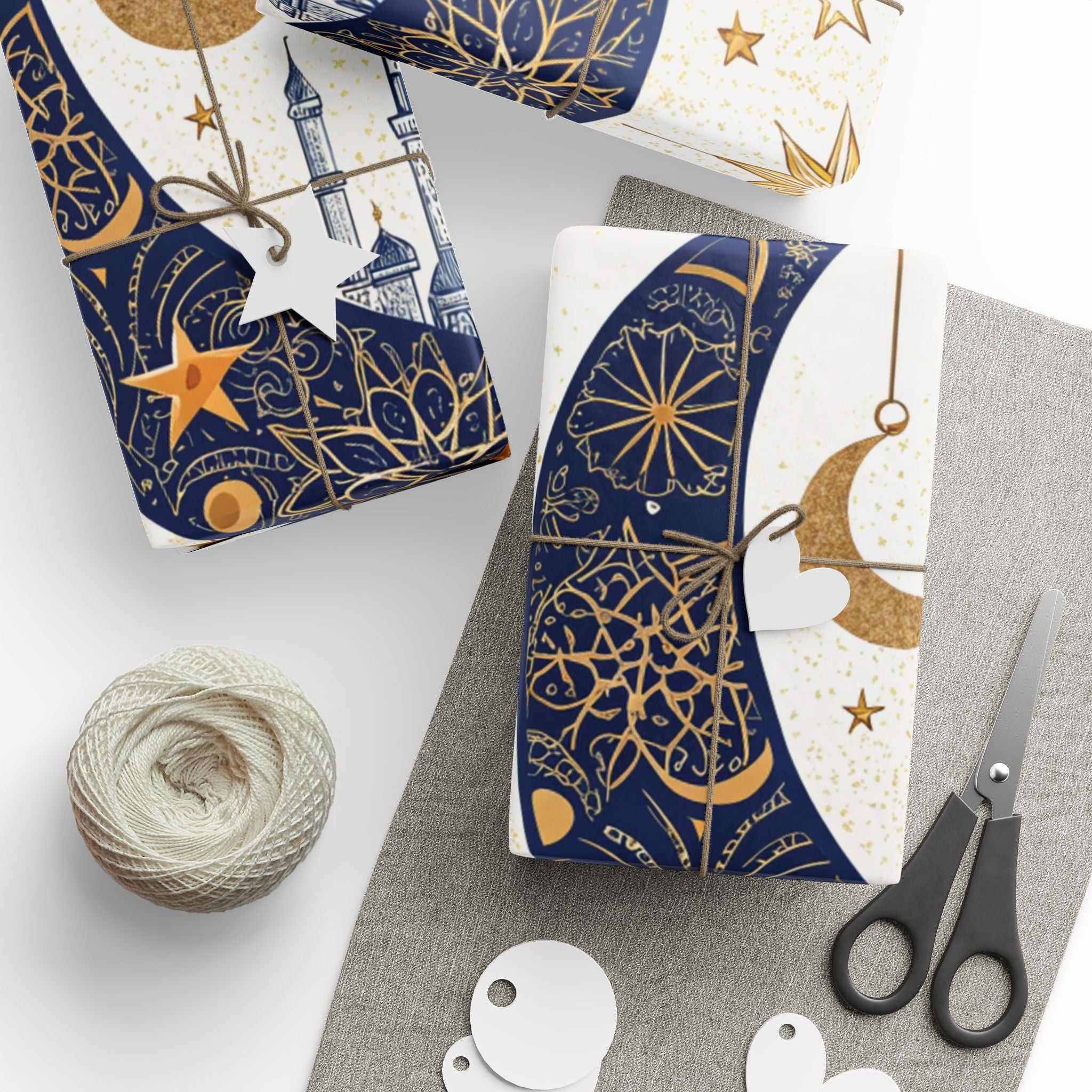 ramadan-night-wrapping-papers-islamic-crescent-moon-gift-wrap-mosque-silhouette-eid-holiday-supplies-festive-present-packagin
