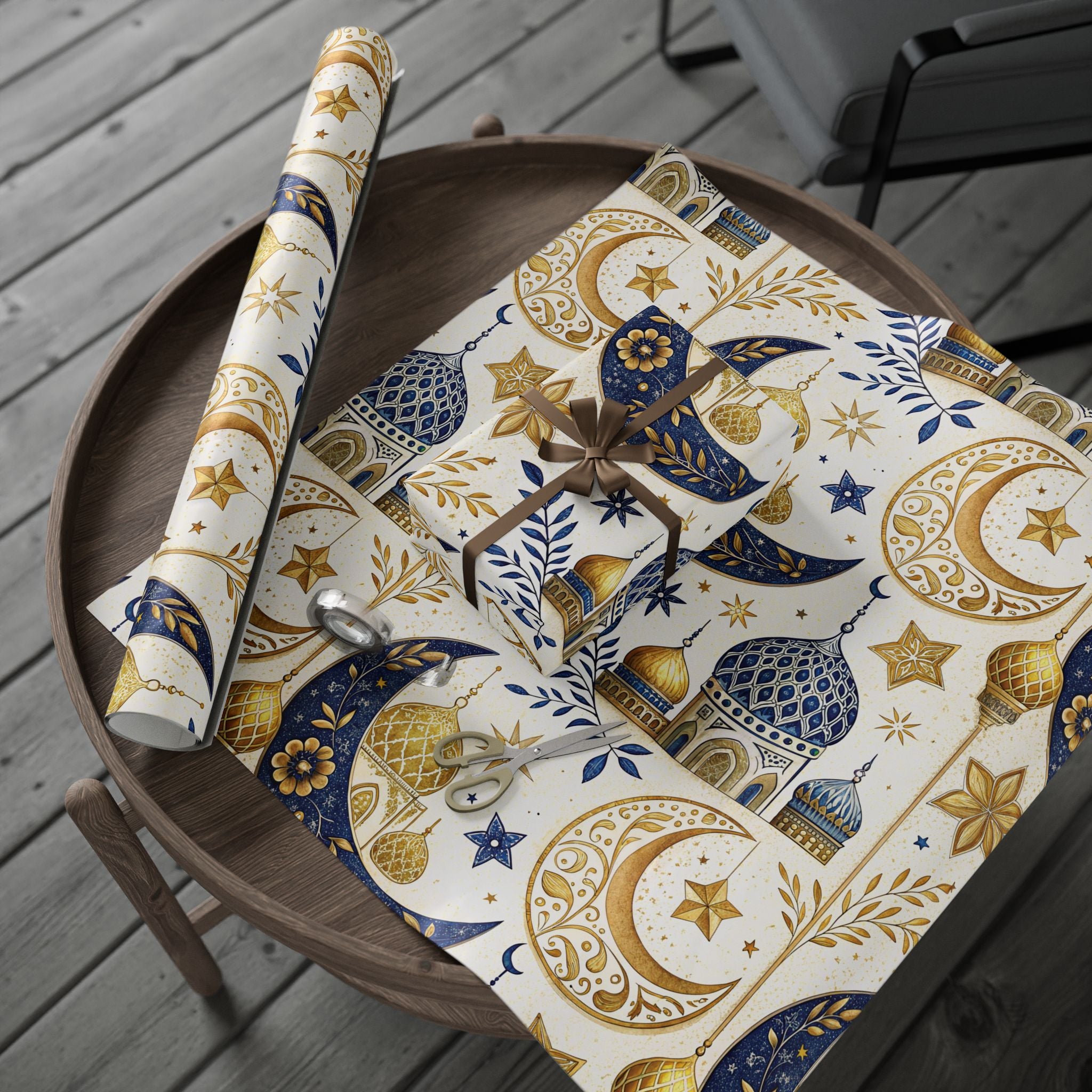 ramadan-night-wrapping-papers-islamic-crescent-moon-gift-wrap-mosque-silhouette-eid-holiday-supplies-festive-present-packagin
