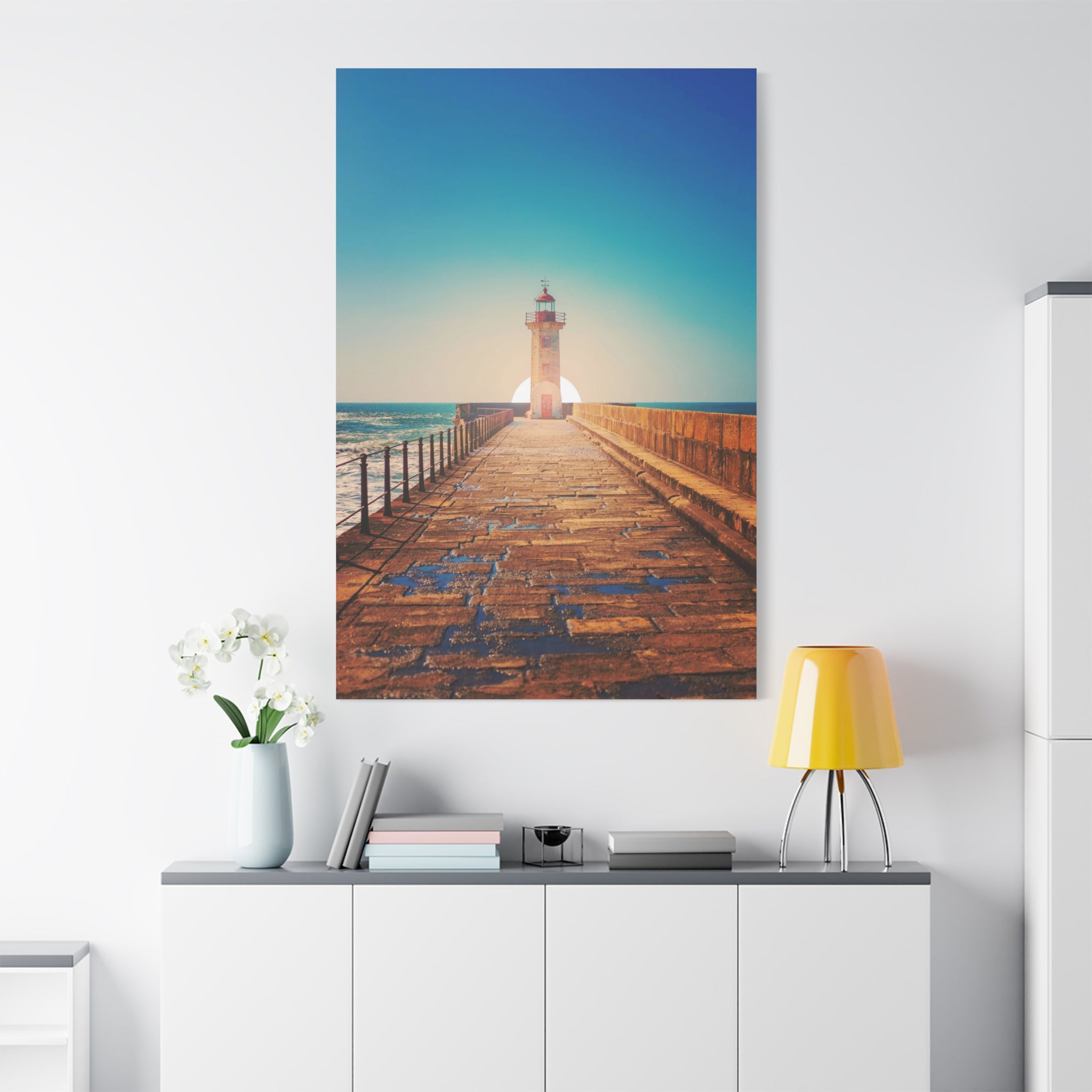 canvas-print-lighthouse-on-rock-matte-canvas-stretched-1-25-inch-coastal-wall-art-nautical-decor-beach-house-decoration-seasi