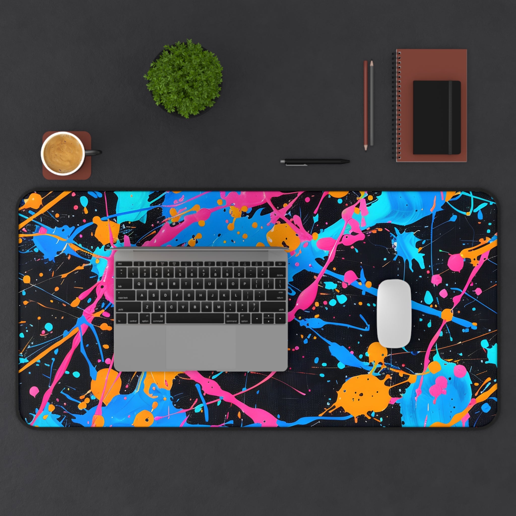 neon-abstract-paint-splatter-desk-mat-light-blue-large-gaming-mouse-pad-colorful-work-from-home-desk-accessory-desk-blotter
