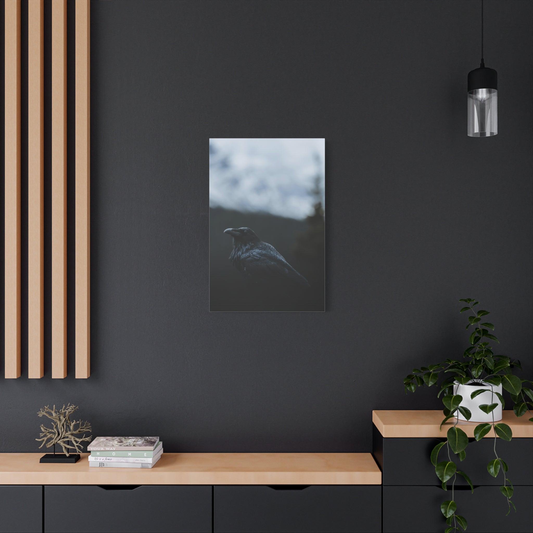 raven-canvas-print-raven-decor-matte-stretched-wall-art-bird-lover-gift-gothic-home-decor-halloween-picture-raven-art-print-1