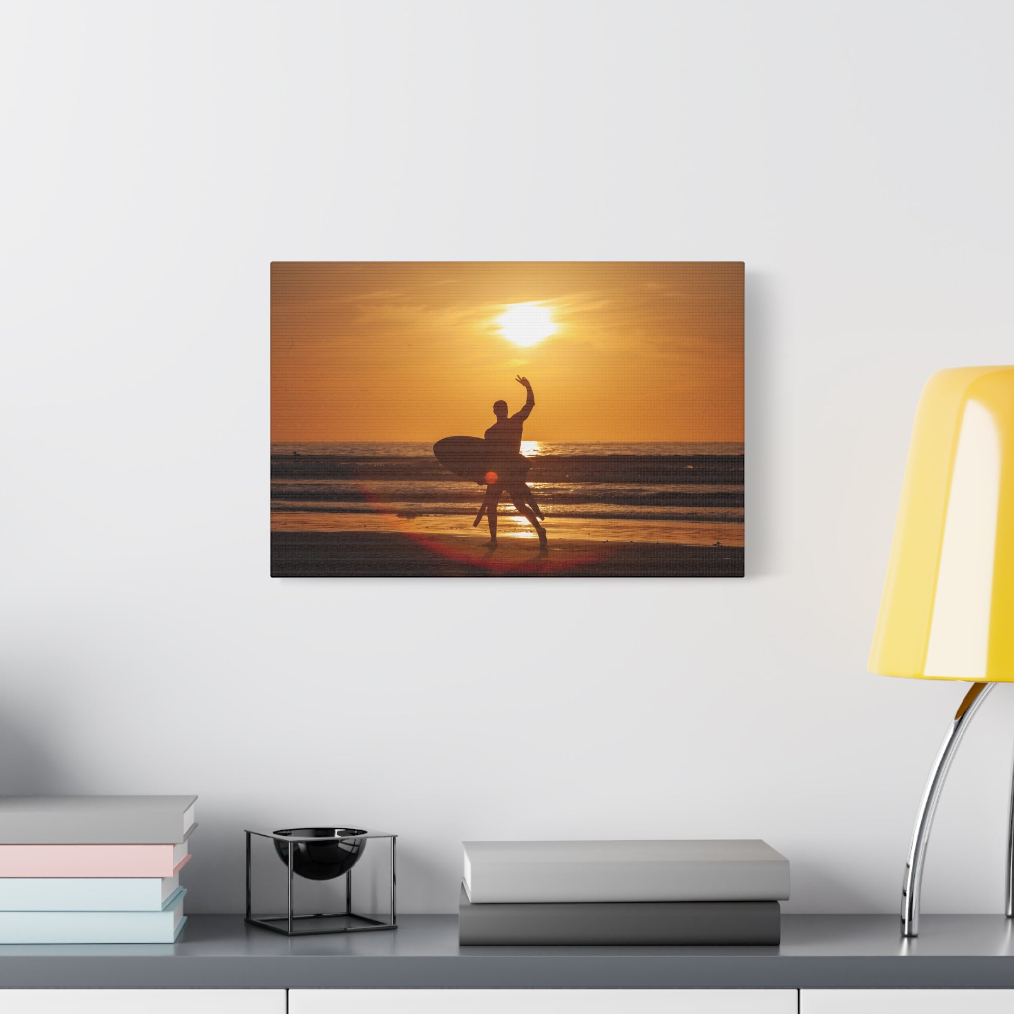 canvas-wall-art-print-beach-surfing-sunset-silhouette-decor-matte-stretched-coastal-home-decoration-ocean-waves-picture