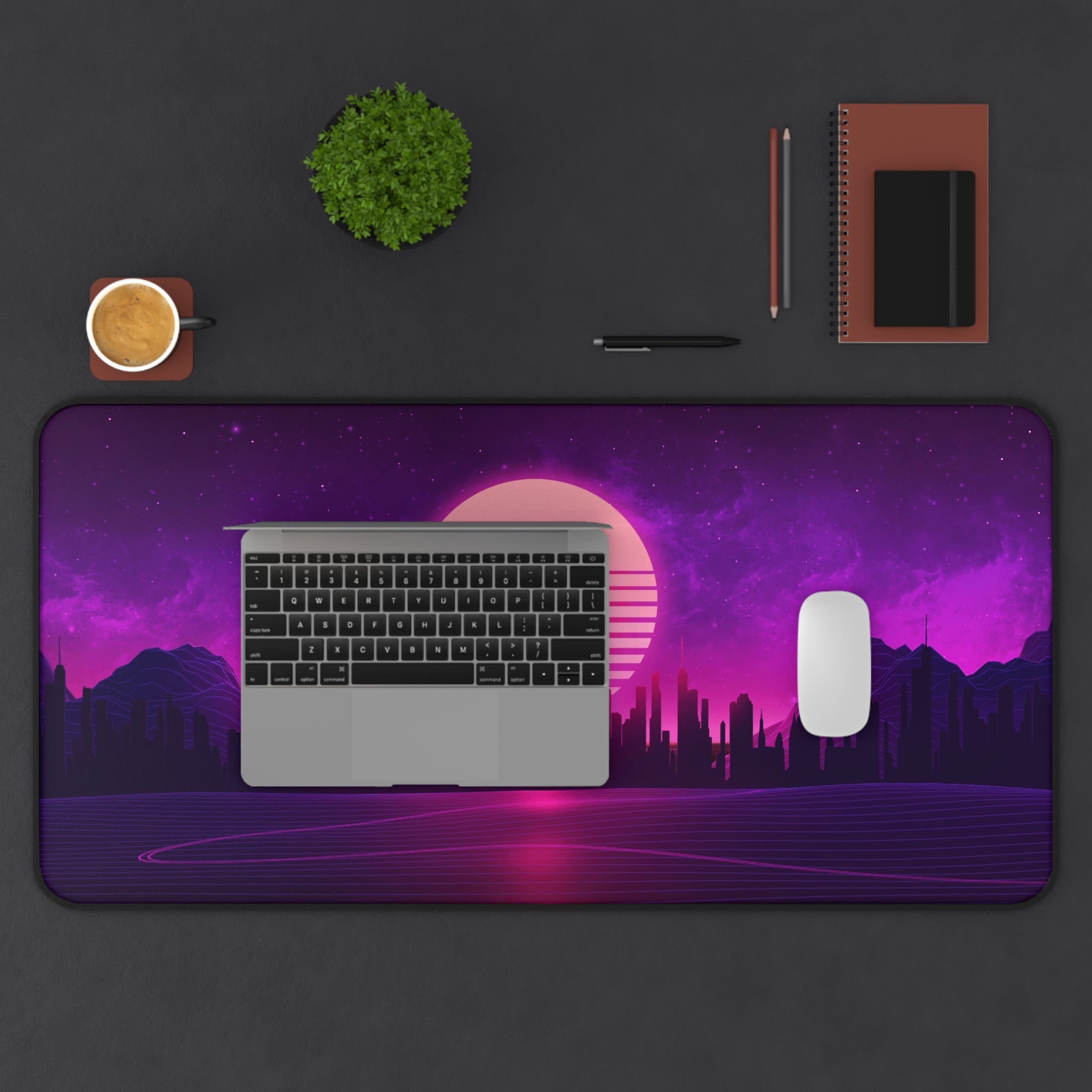 vibrant-vaporwave-mouse-pad-retrowave-desk-mat-neon-synthwave-desk-pad-vaporwave-sun-and-mountains-vaporwave-gift