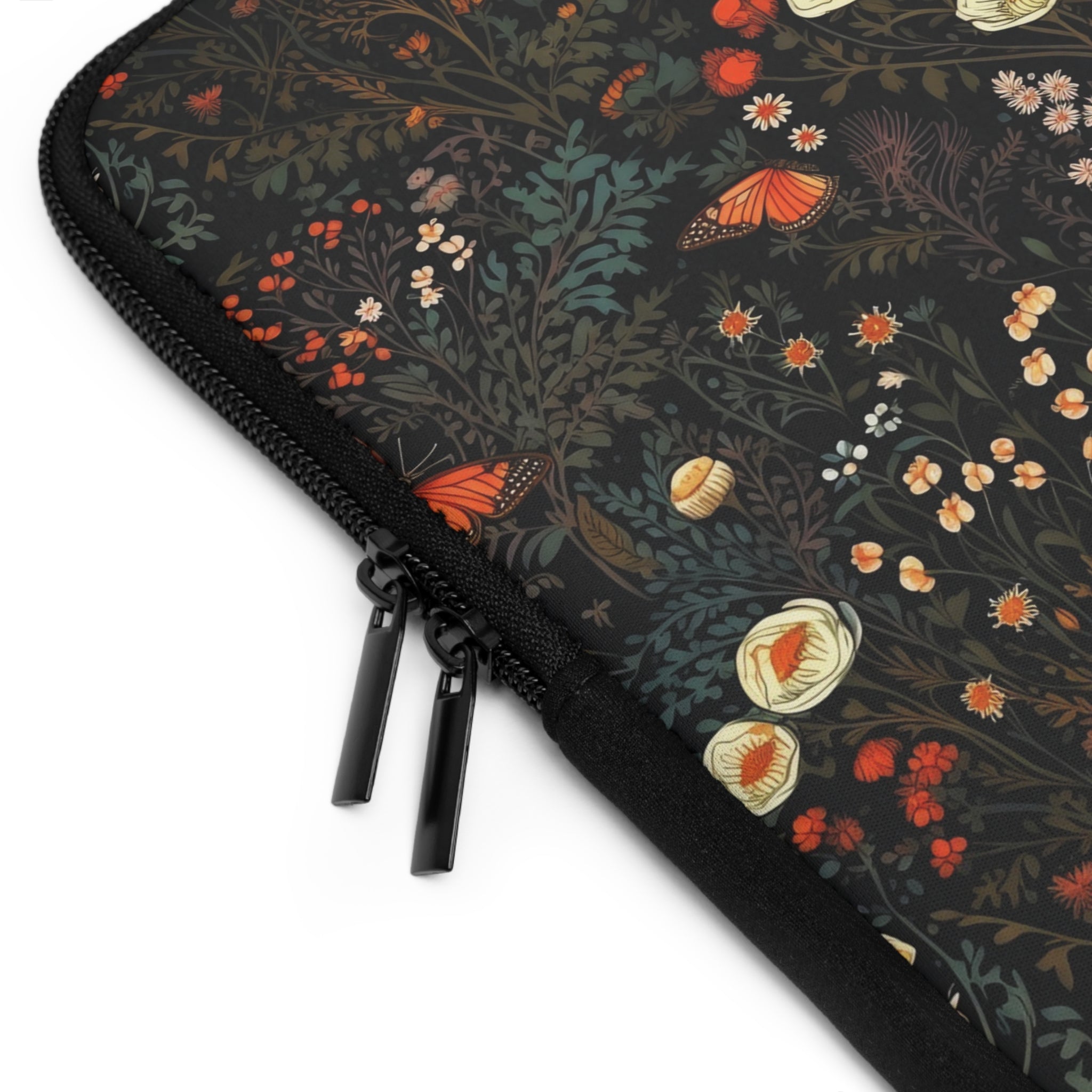 laptop-sleeve-cottagecore-dark-flowers-orange-butterfly-macbook-air-sleeve-floral-computer-bag-tech-case-tablet-cover-laptop
