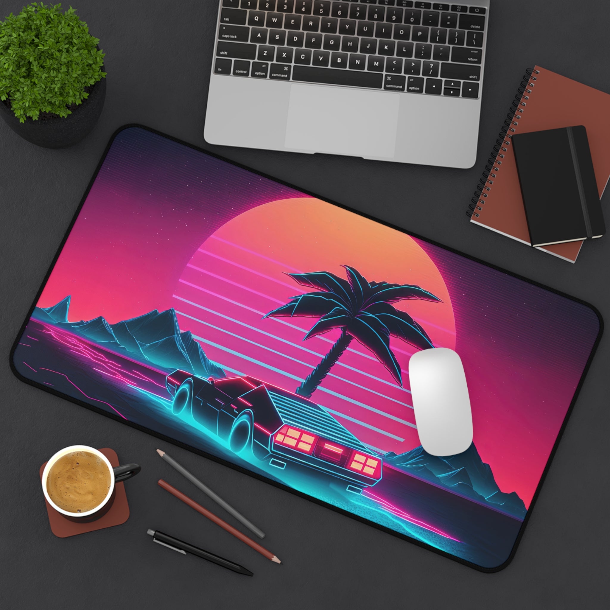 vaporwave-palm-tree-road-mouse-pad-retrowave-delorean-desk-mat-neon-synthwave-desk-pad-vaporwave-sun-and-mountains