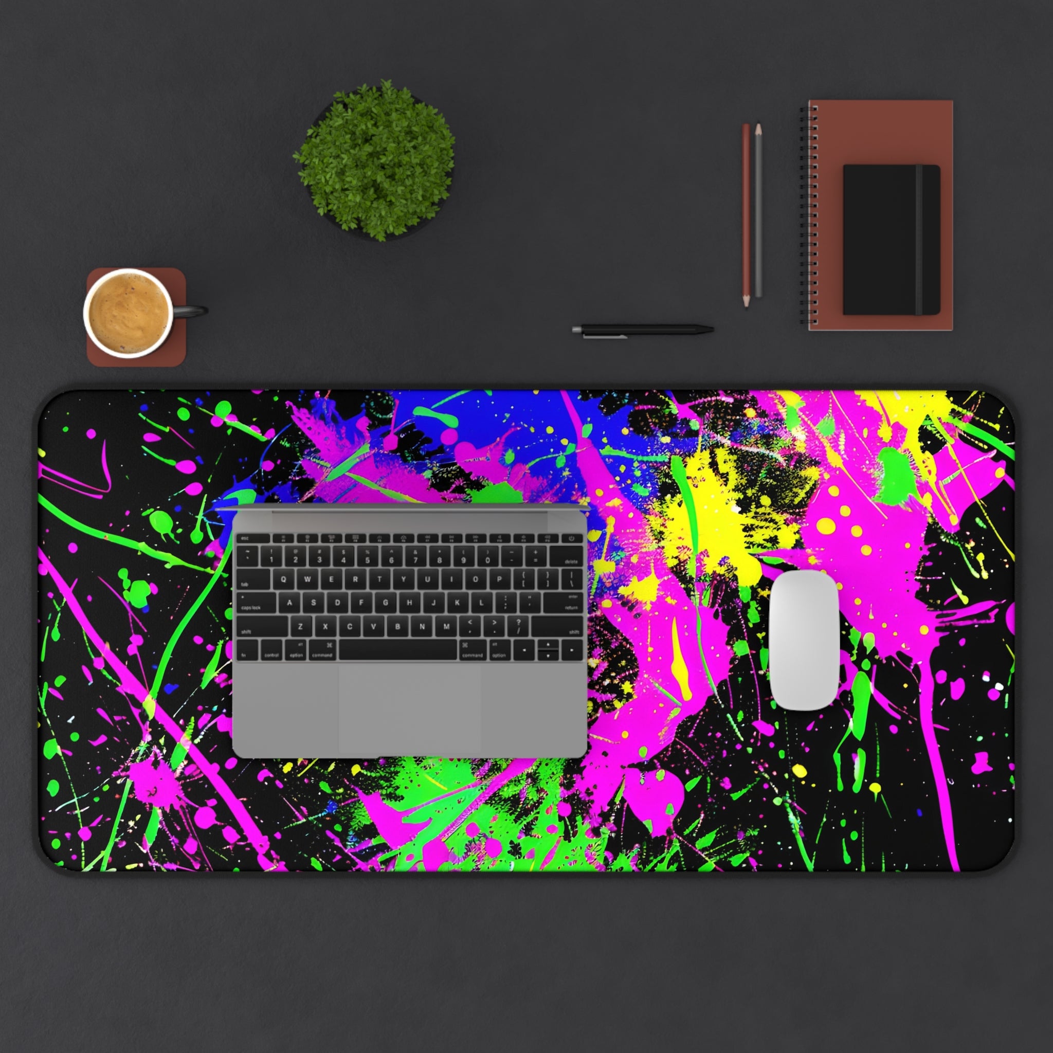 neon-abstract-paint-splatter-desk-mat-green-ping-large-gaming-mouse-pad-colorful-work-from-home-desk-accessory-desk-blotter