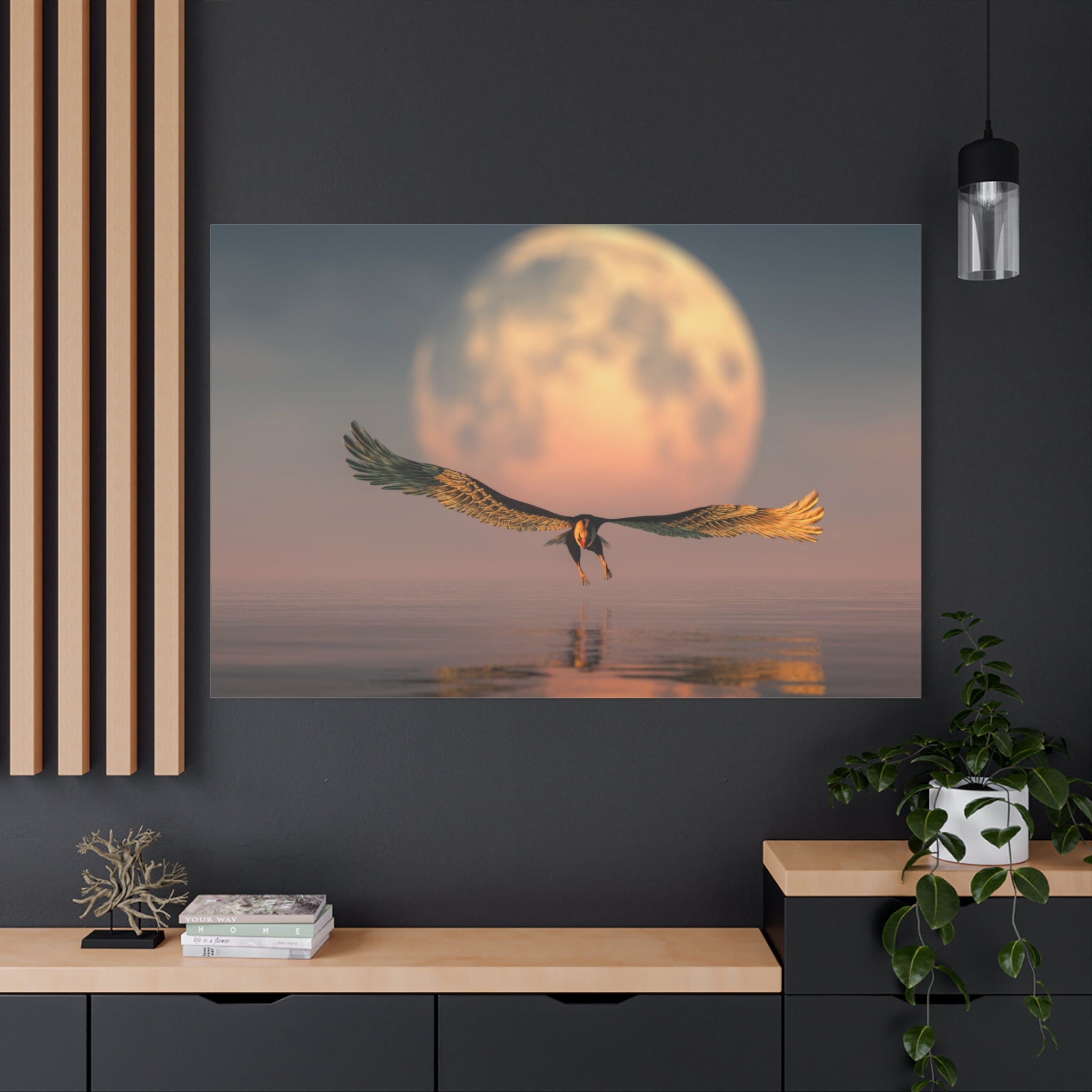 canvas-print-eagle-moon-illustration-living-room-wall-decor-stretched-matte-canvas-art-home-decor-wildlife-painting-wall-hang