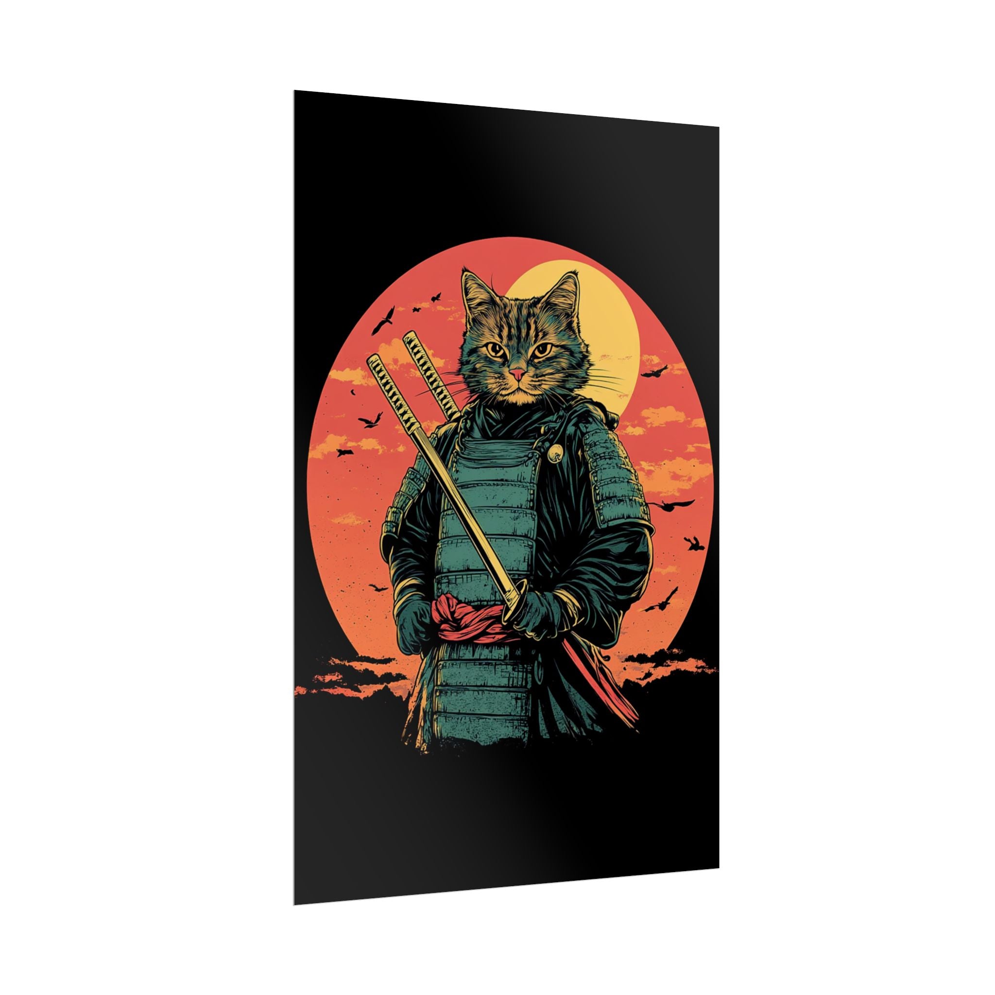 retro-wall-art-samurai-cat-japanese-style-sunset-rolled-posters-home-decor-wall-hanging-poster-gift-japanese-art-poster-1