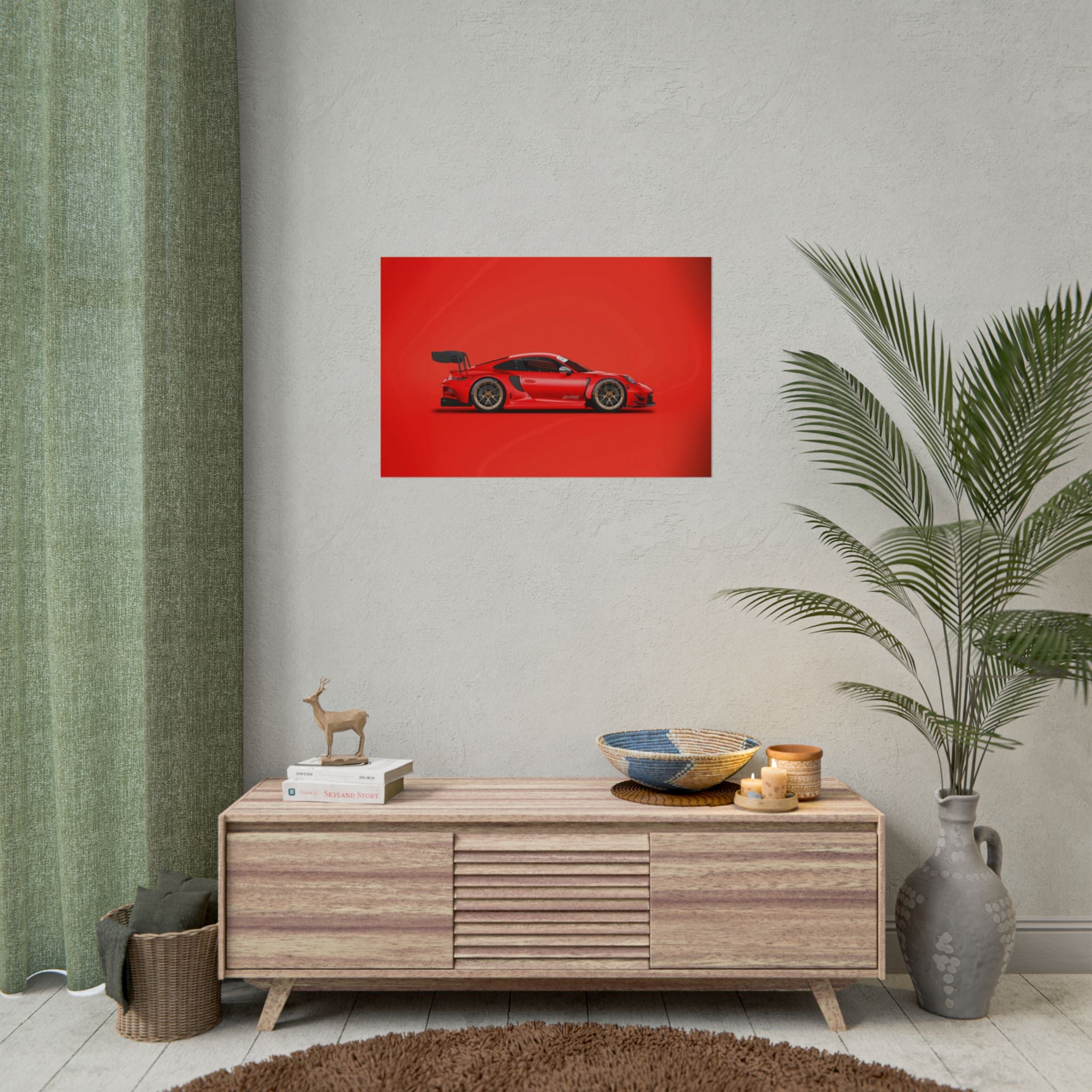 poster-print-wall-art-porsche-911-red-gt3r-red-supercar-poster-porsche-decor-rolled-poster-wall-art-hypercars-wall-decor