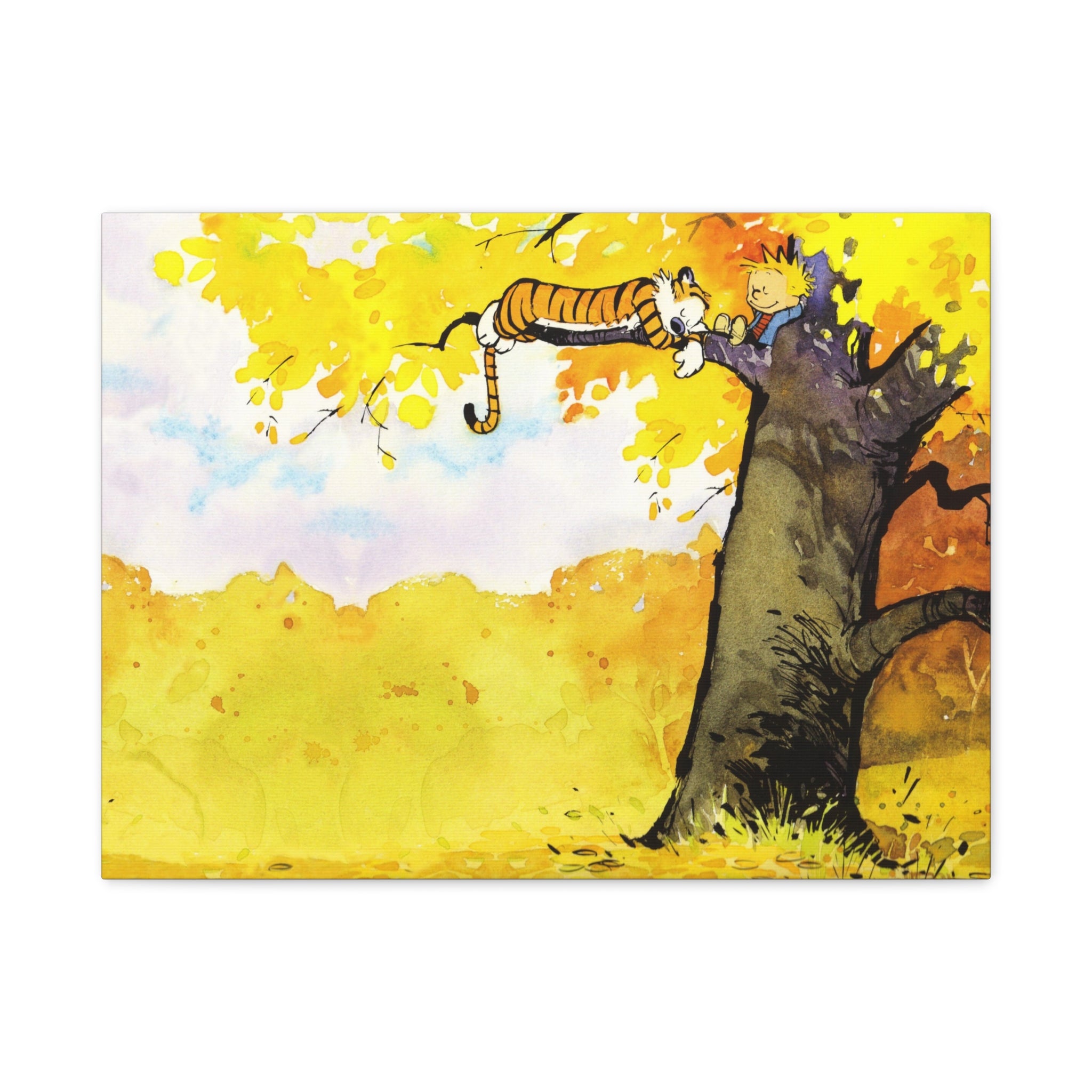Calvin and Hobbes Canvas Wall Art - Nostalgic Comic Strip Canvas for Kids Room & Nursery Decor - Friendship Adventure Theme Print