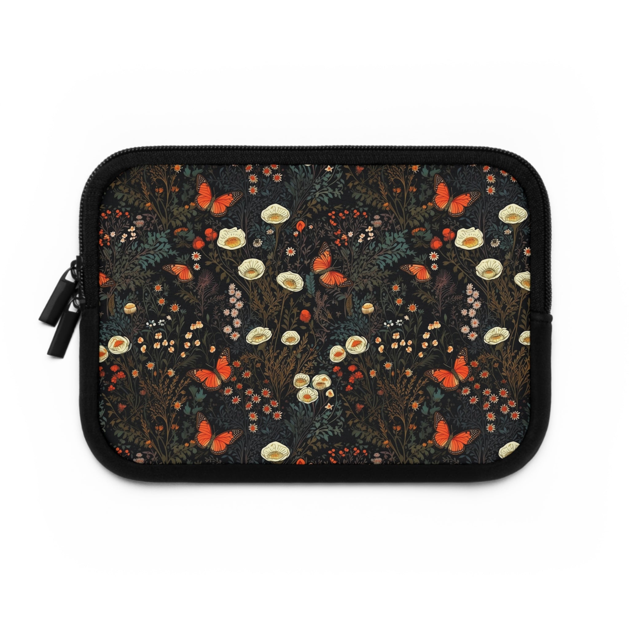 laptop-sleeve-cottagecore-dark-flowers-orange-butterfly-macbook-air-sleeve-floral-computer-bag-tech-case-tablet-cover-laptop