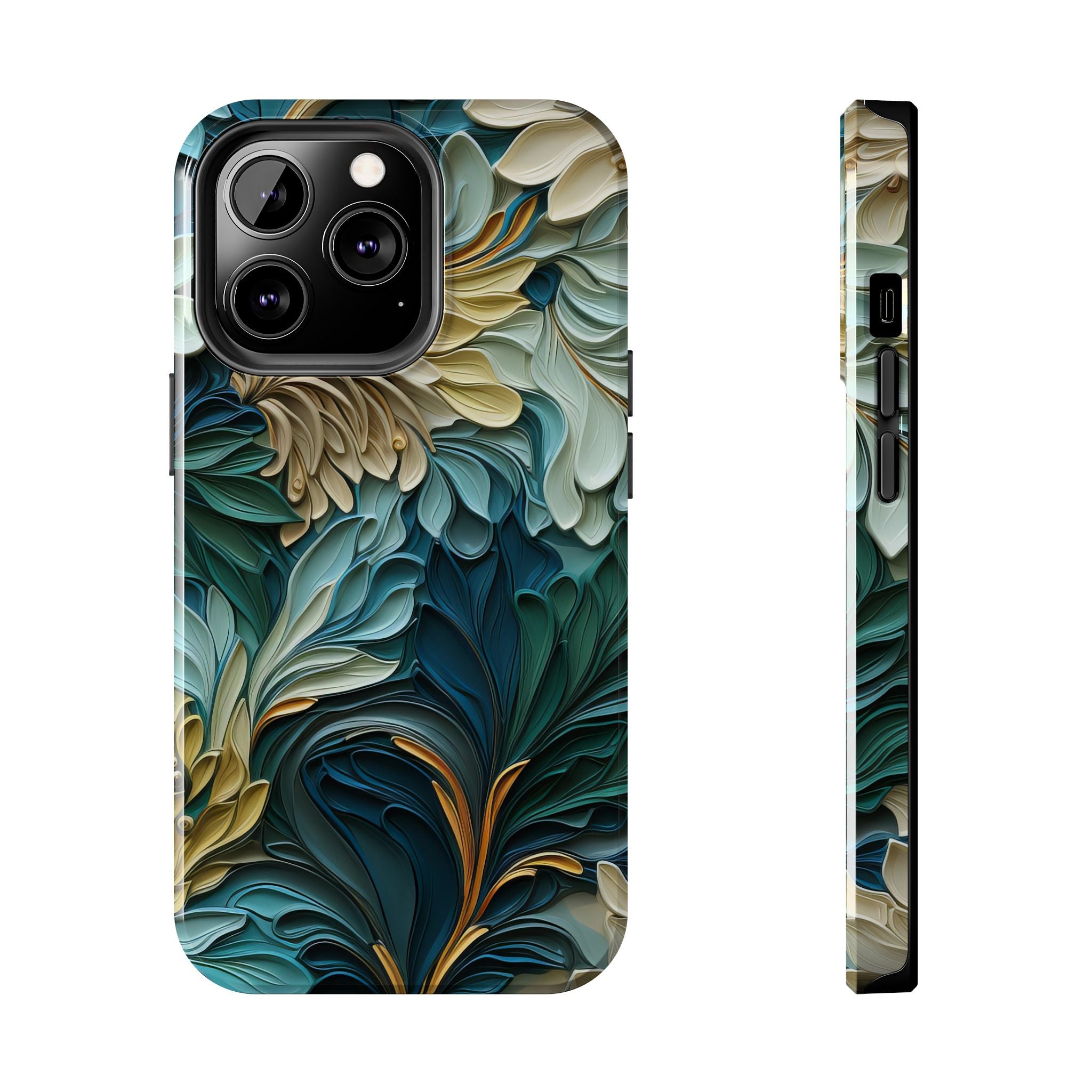 textured-art-nouveau-floral-tough-phone-case-cottagecore-iphone-case-unique-floral-phone-cover-vintage-style-iphone-case-prot