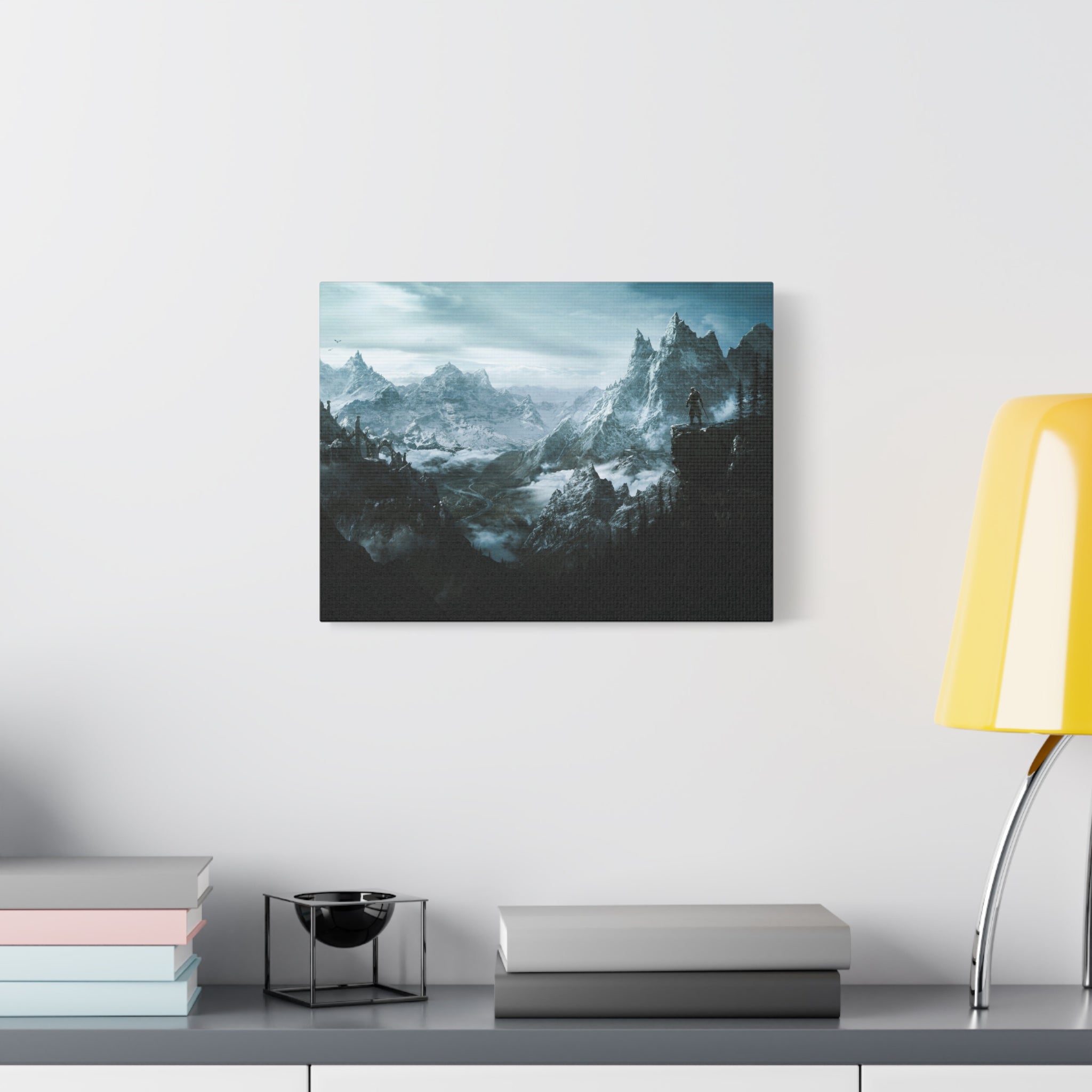 The Elder Scrolls Skyrim Canvas Wall Art - Dragon Game Canvas Print, Room Decor, Gaming Wall Art, Skyrim Landscape Gift