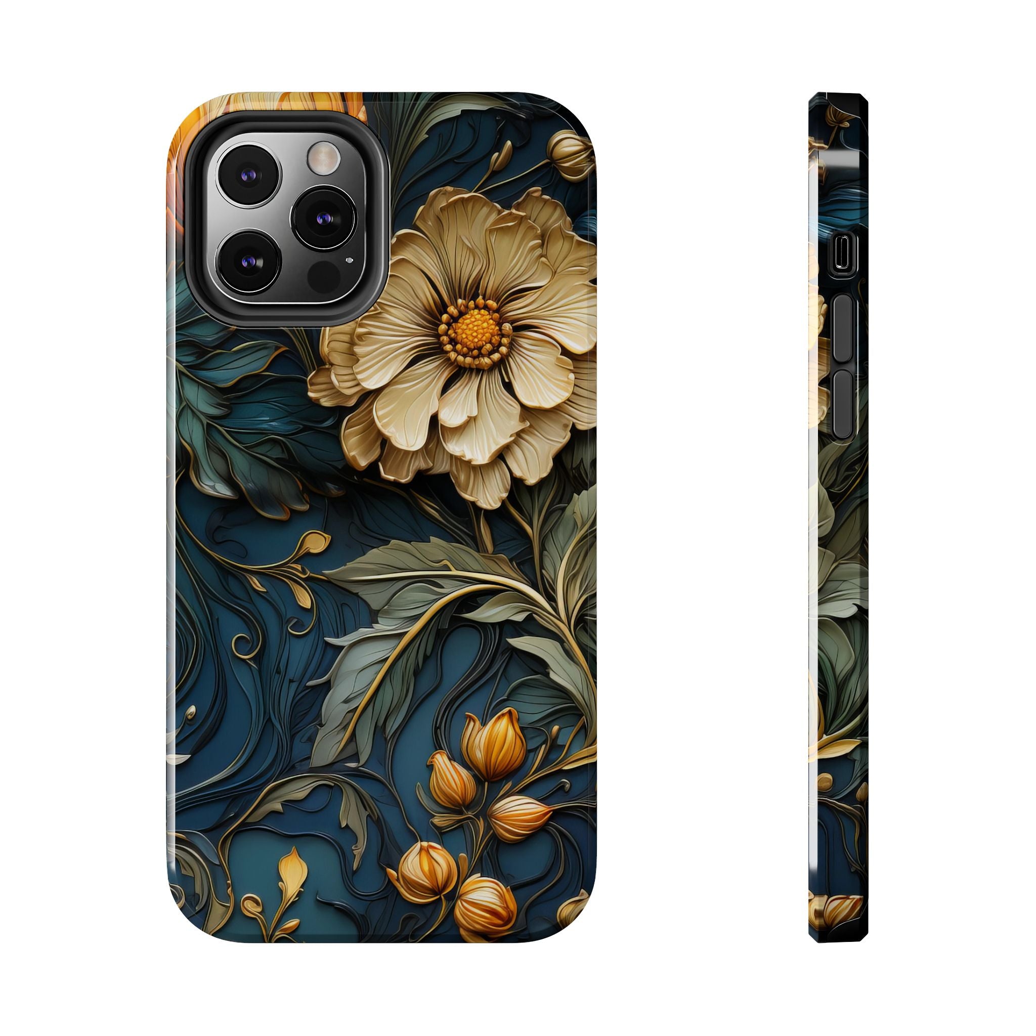 textured-art-nouveau-floral-tough-phone-case-cottagecore-iphone-case-unique-floral-phone-cover-vintage-style-iphone-case-prot