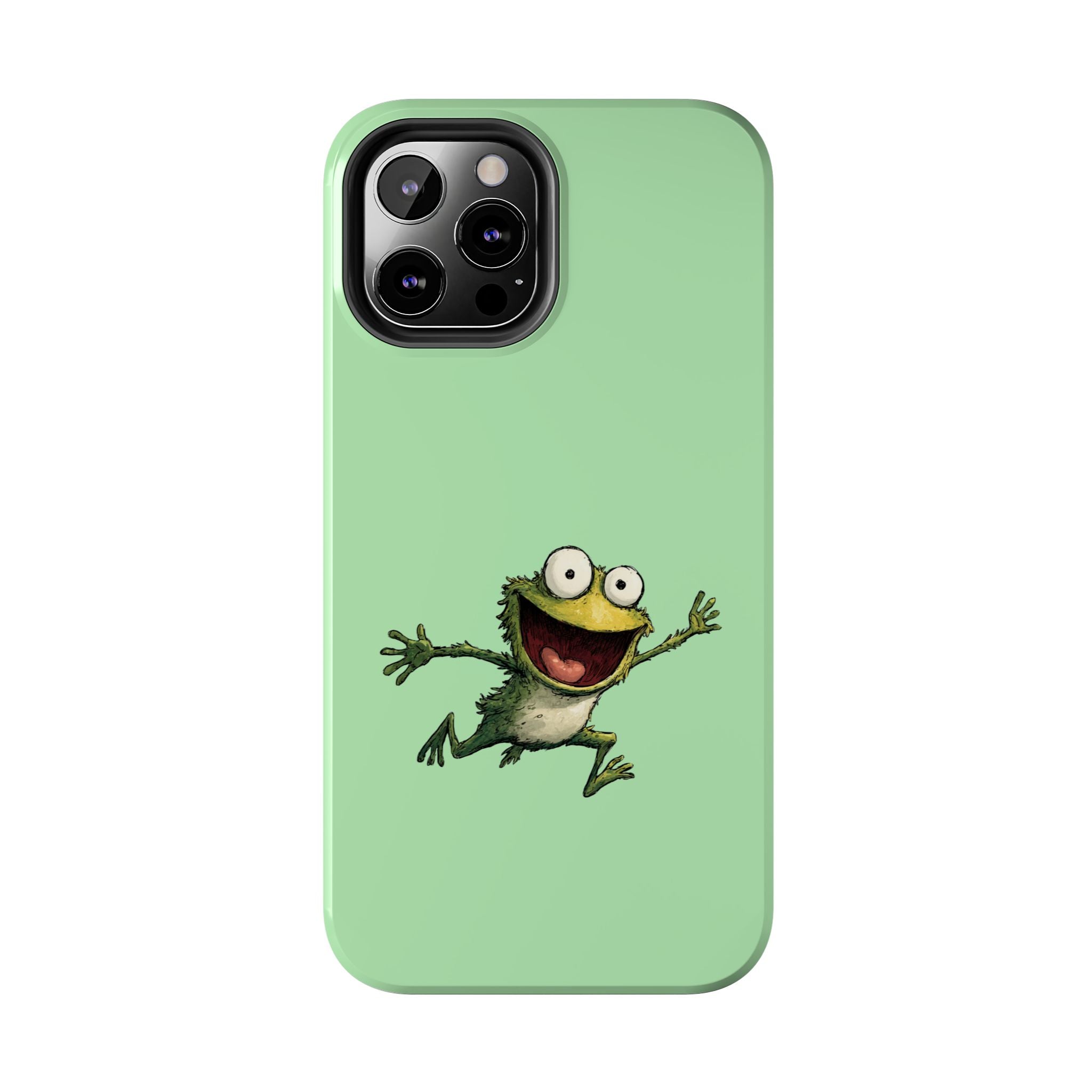 Quirky Funny Frog iPhone Tough Case - Kawaii Animal Phone Cover - Frog Protective Phone Cover - Green iPhone Case
