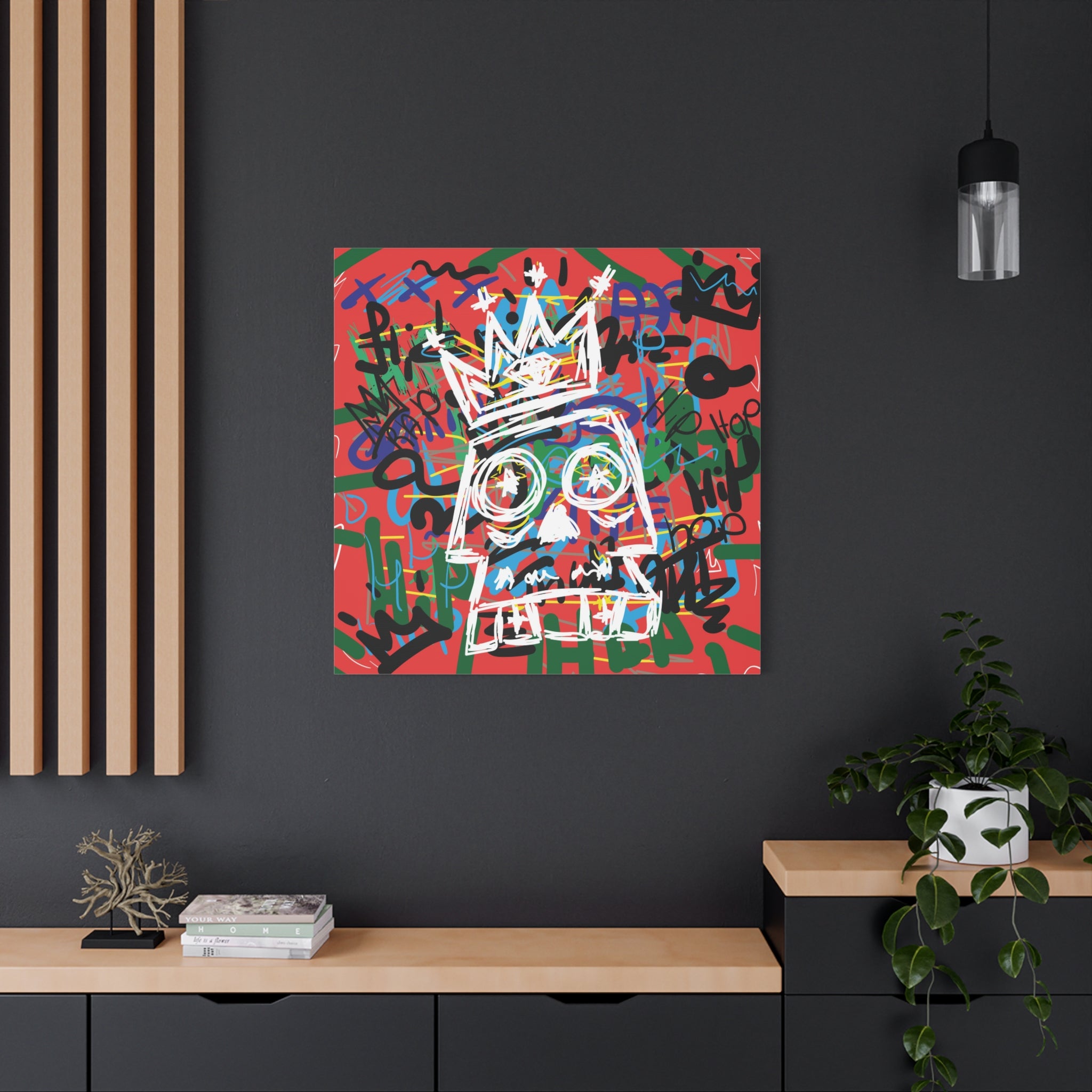 canvas-print-skull-with-crown-hip-hop-doodle-living-room-decor-graffiti-art-wall-art-poster-home-decoration-unique-gift