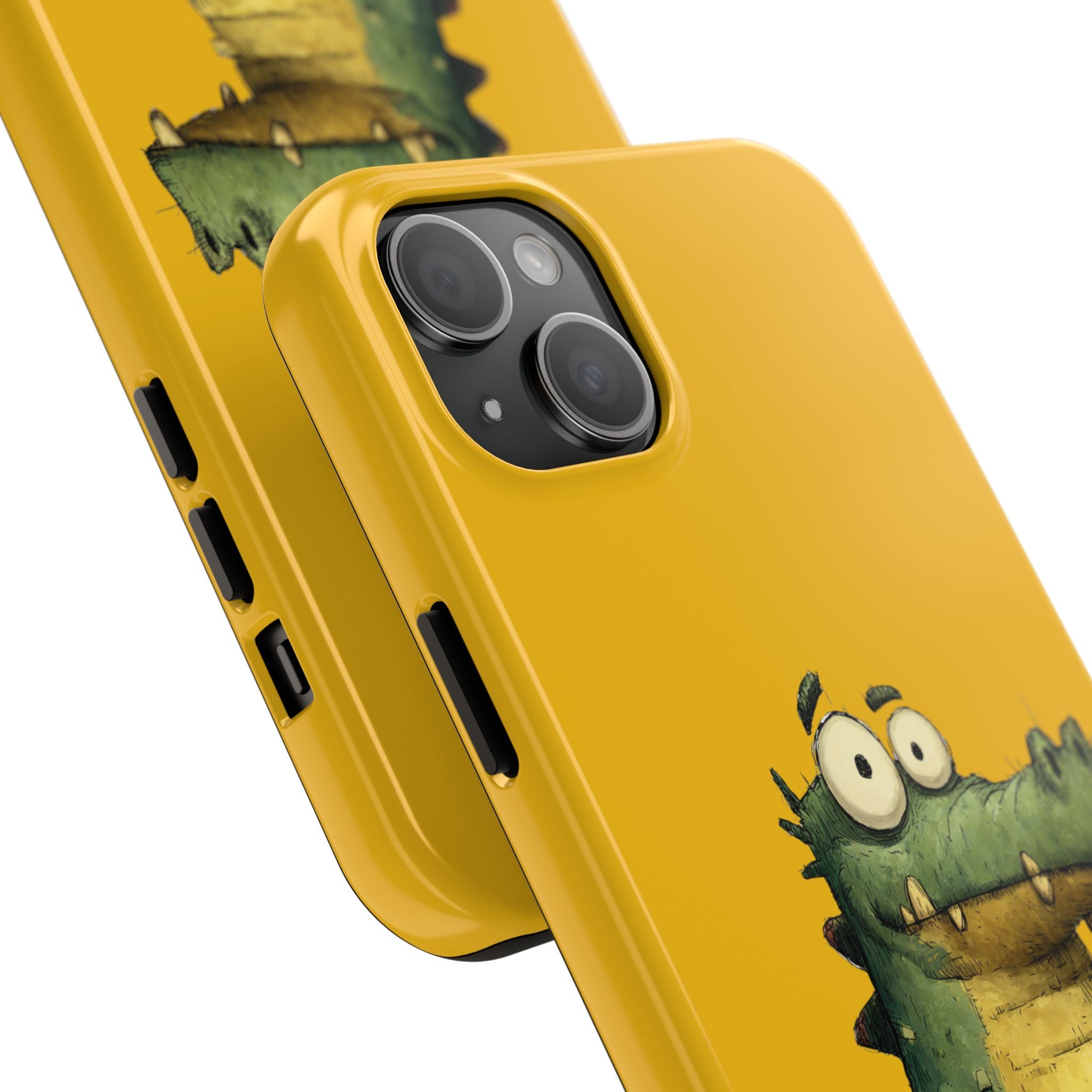 Quirky Funny Alligator iPhone Tough Case - Kawaii Animal Phone Cover - Crocodile Protective Phone Cover - Yellow iPhone Case