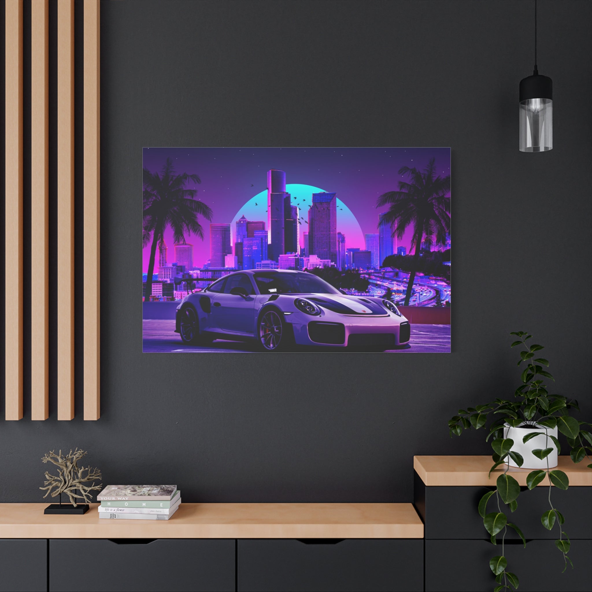 canvas-print-porsche-gt2-neon-retro-cityscape-cyberpunk-vaporwave-home-decor-wall-art-stretched-matte-canvas-canvas-wall-art