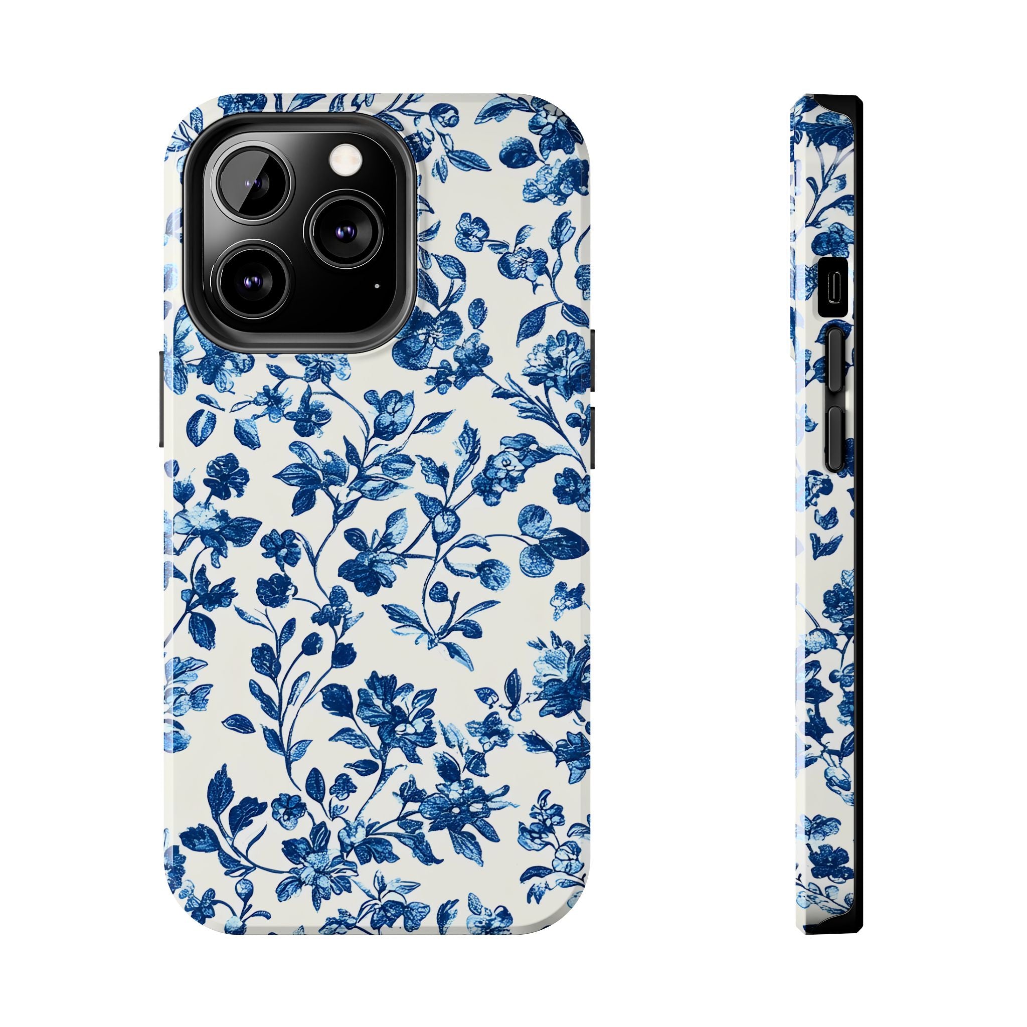 french-toile-floral-tough-phone-case-blue-phone-cover-protective-iphone-case-hard-shell-cellphone-case-vintage-design-phone-c